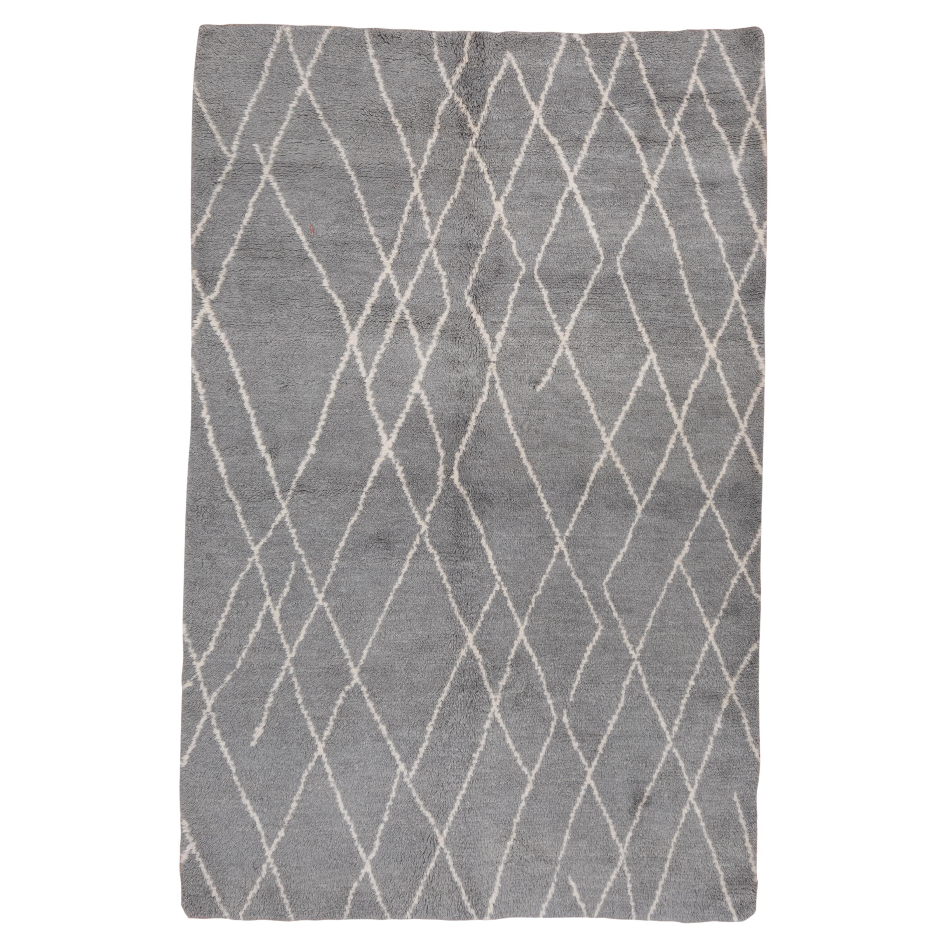 Moroccan Village Rug Grey and White Diamond ` For Sale