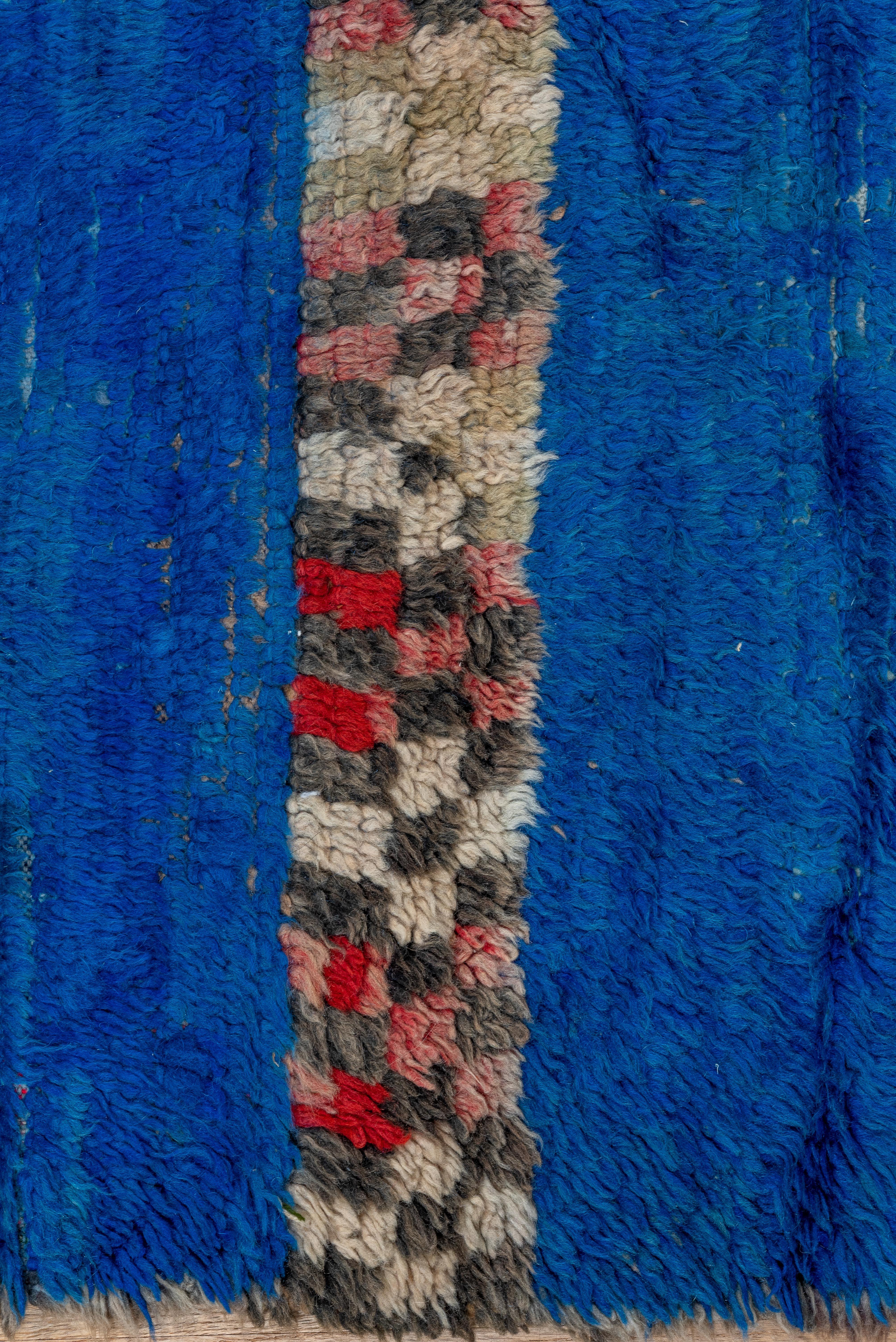 Wool Moroccan Village Rug in Cobalt Blue For Sale