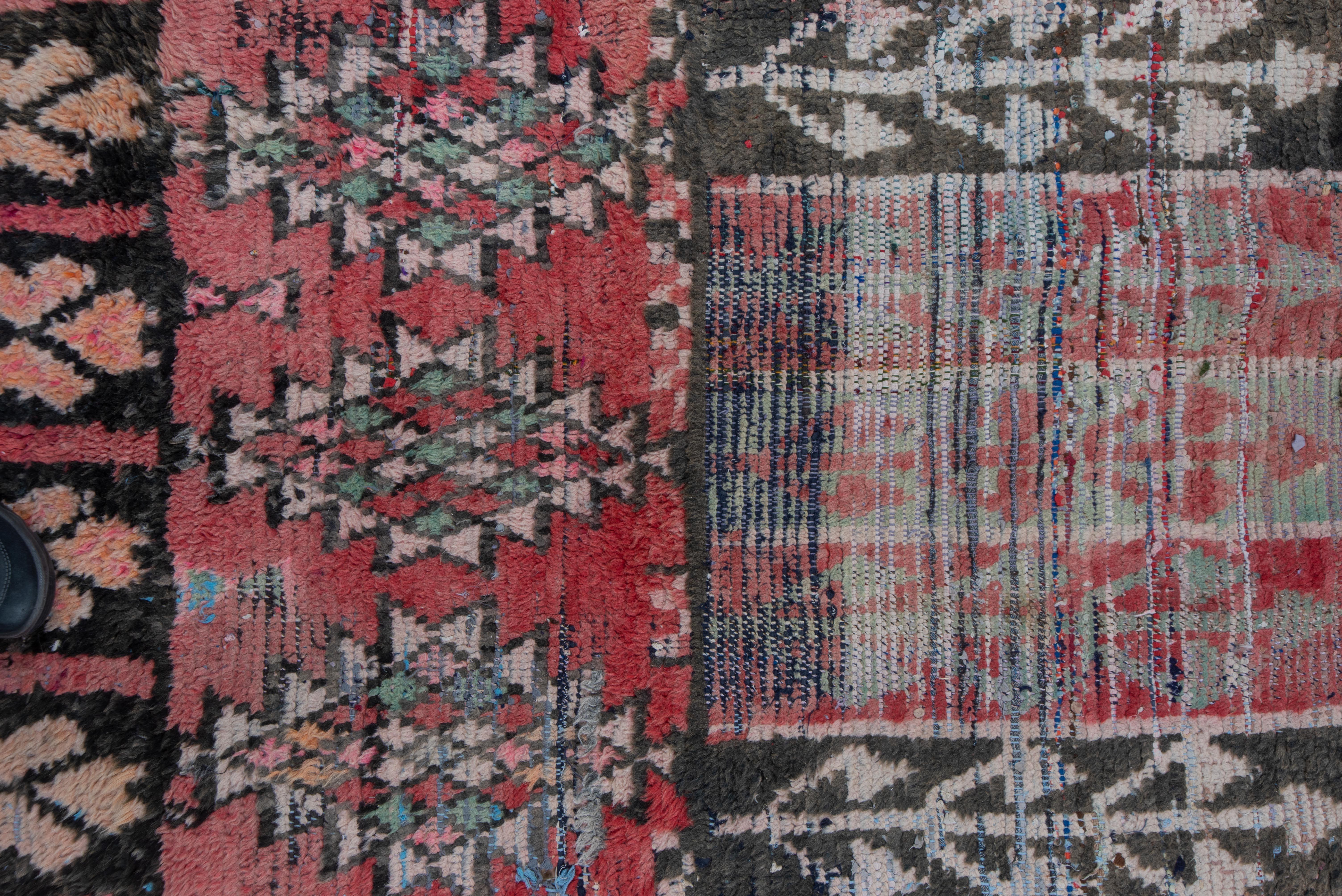 Wool Moroccan Village Rug in Red with Trible Accents For Sale