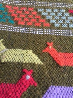 Moroccan Kilim Rug by Berber Tribes, Hand-Woven Wool & Cotton, 1980s