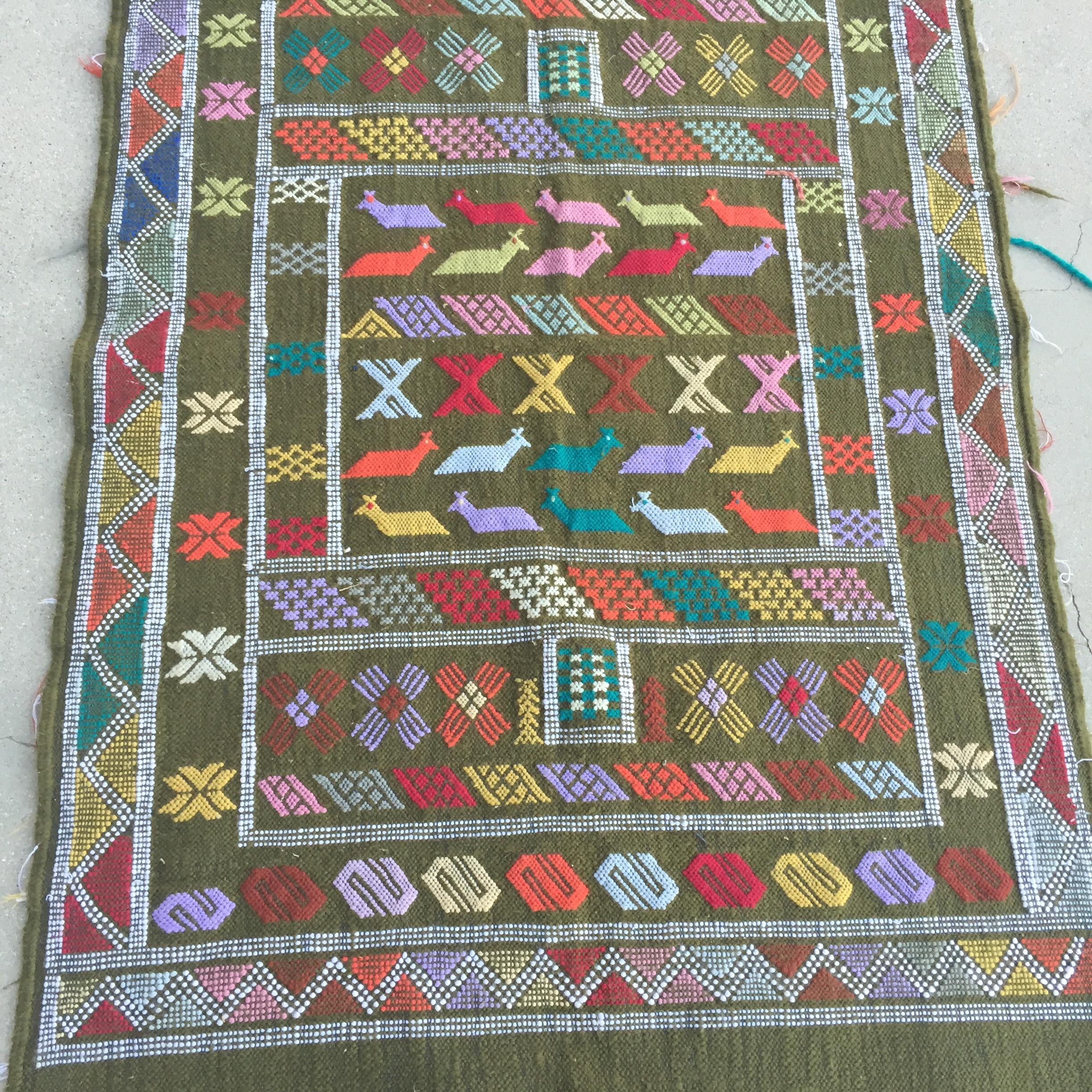 Folk Art 1980s Vintage Moroccan Berber Rug For Sale