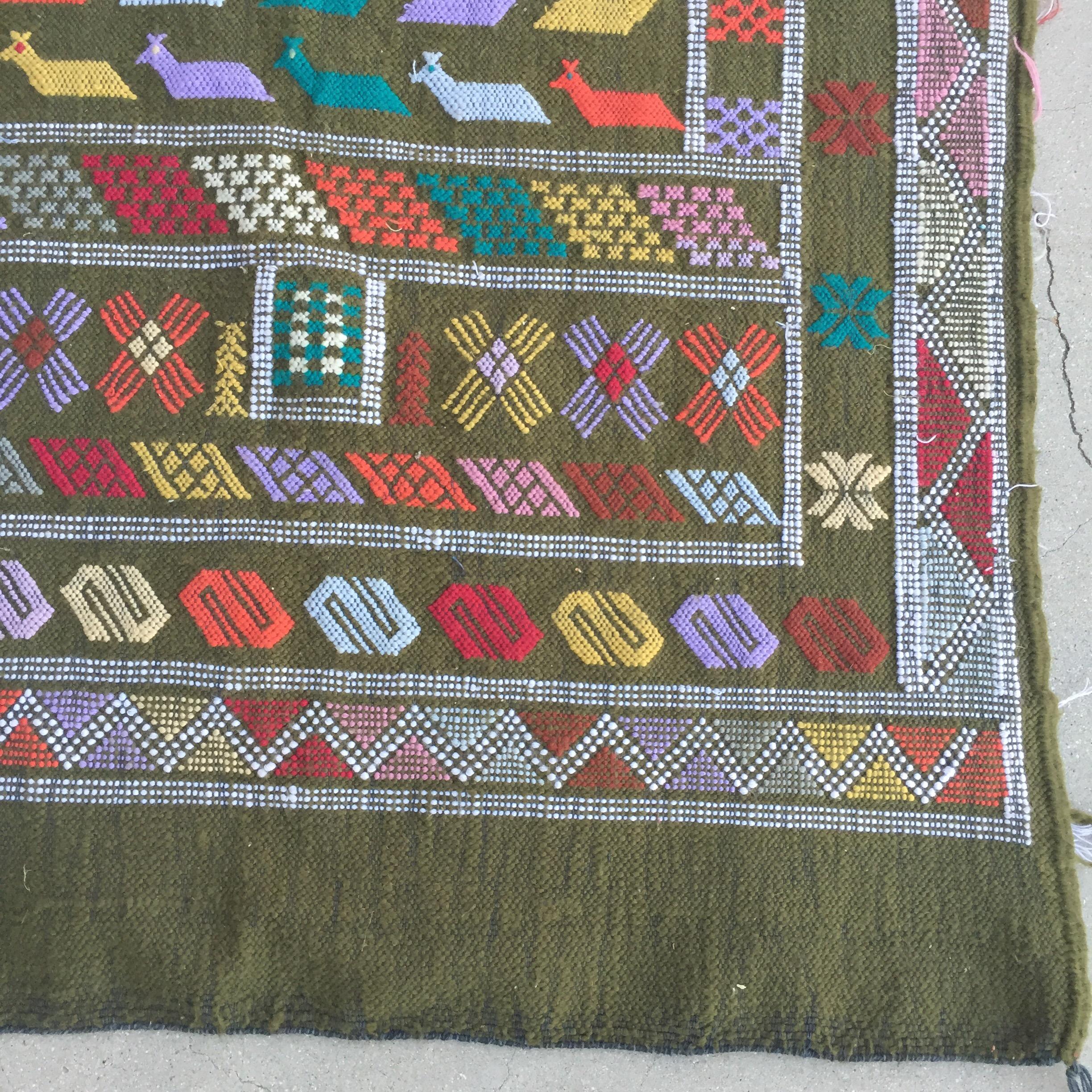 Hand-Woven 1980s Vintage Moroccan Berber Rug For Sale