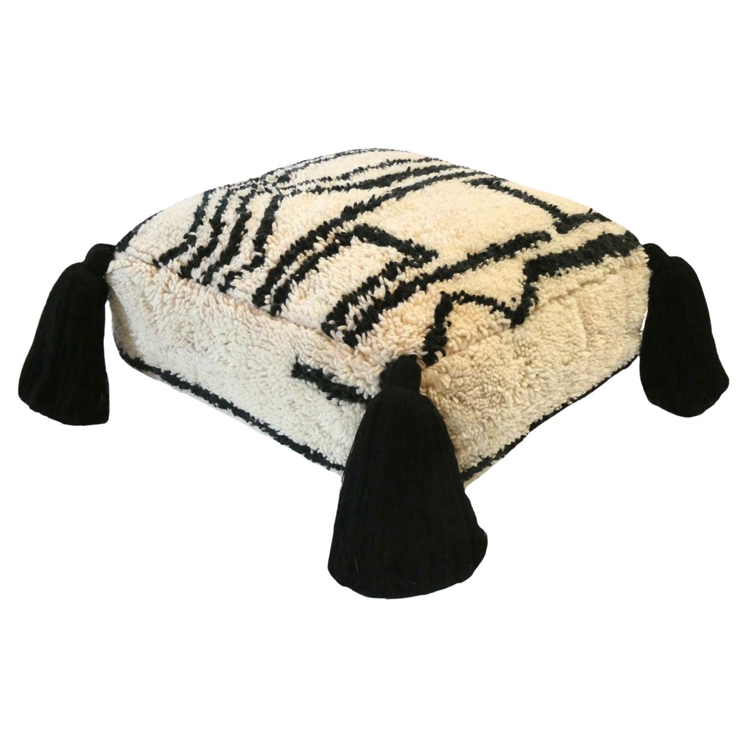 Vintage Marokkanische Wolle Pouf Bodenkissen
