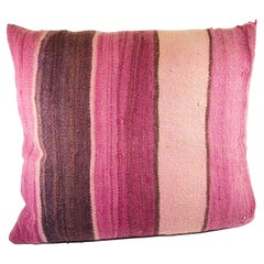 Moroccan Vintage Berber Pillow Cut from a Tribal Stripes Rug