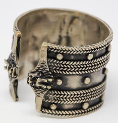 Vintage Moroccan Berber Tribal Bracelet, Handcrafted Metal Cuff, 1950