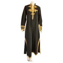 Moroccan Black Caftan, 1970 Maxi Dress Vintage Kaftan