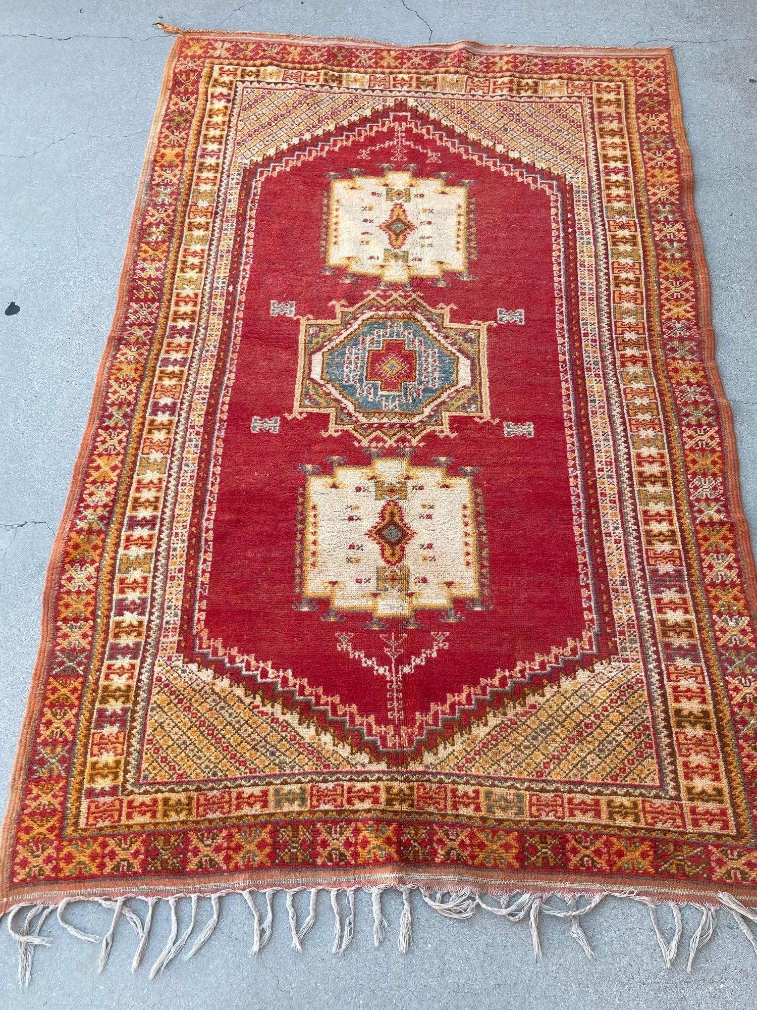 Lana Tappeto tribale berbero marocchino vintage Boujad 1960s in vendita