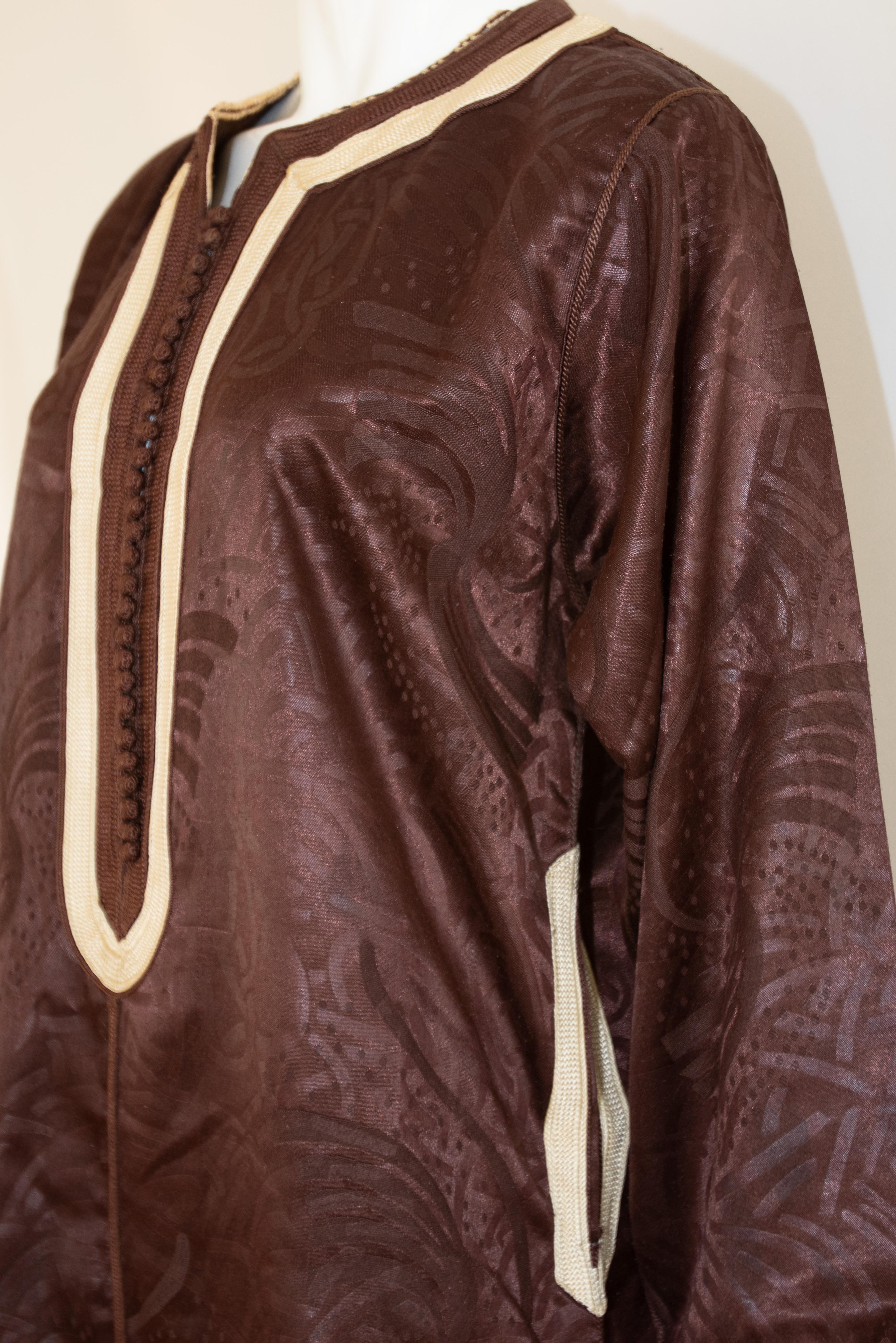 Moroccan Vintage Brown Caftan, 1970 Maxi Dress Kaftan For Sale 9