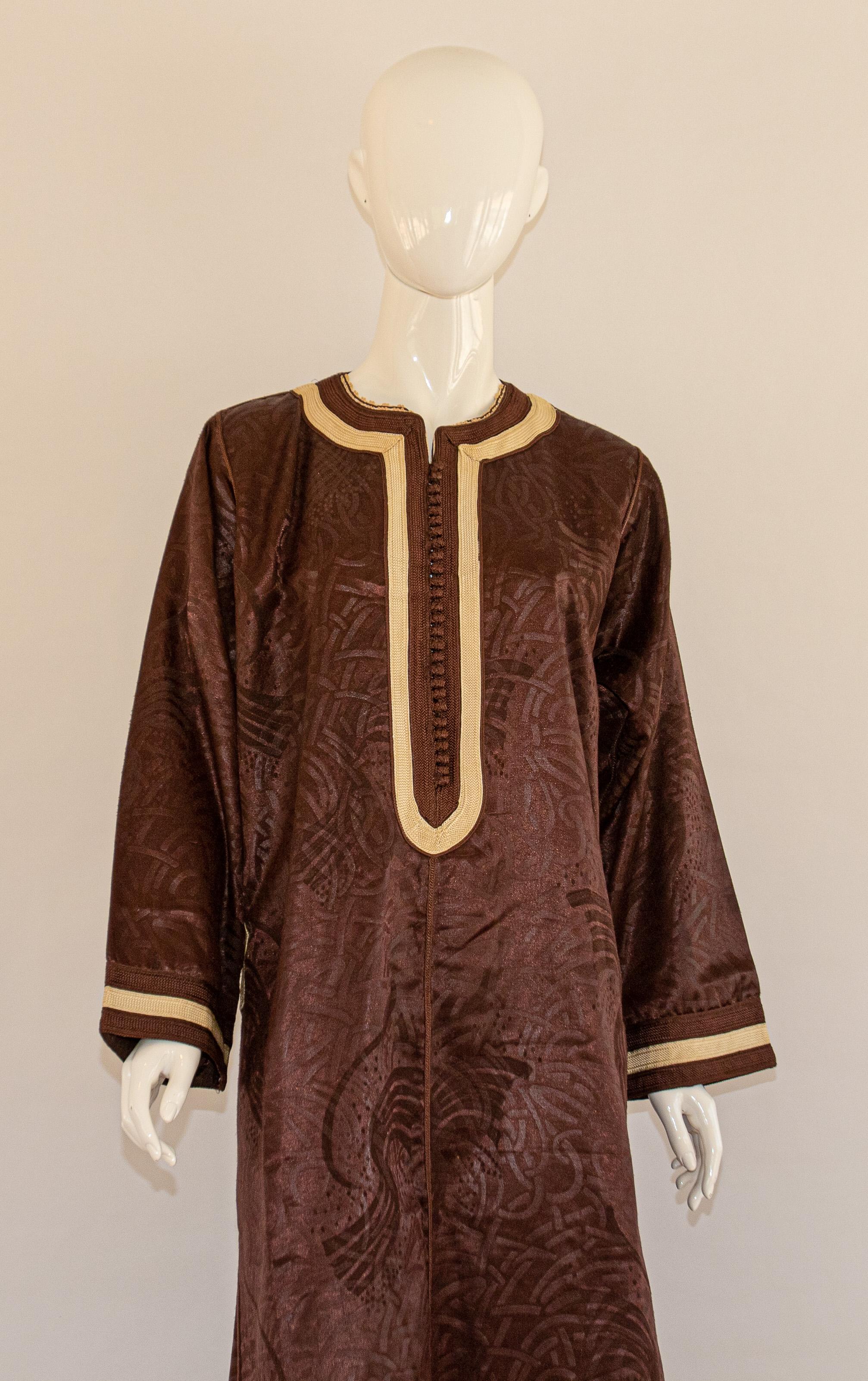 Moroccan Vintage Brown Caftan, 1970 Maxi Dress Kaftan For Sale 11