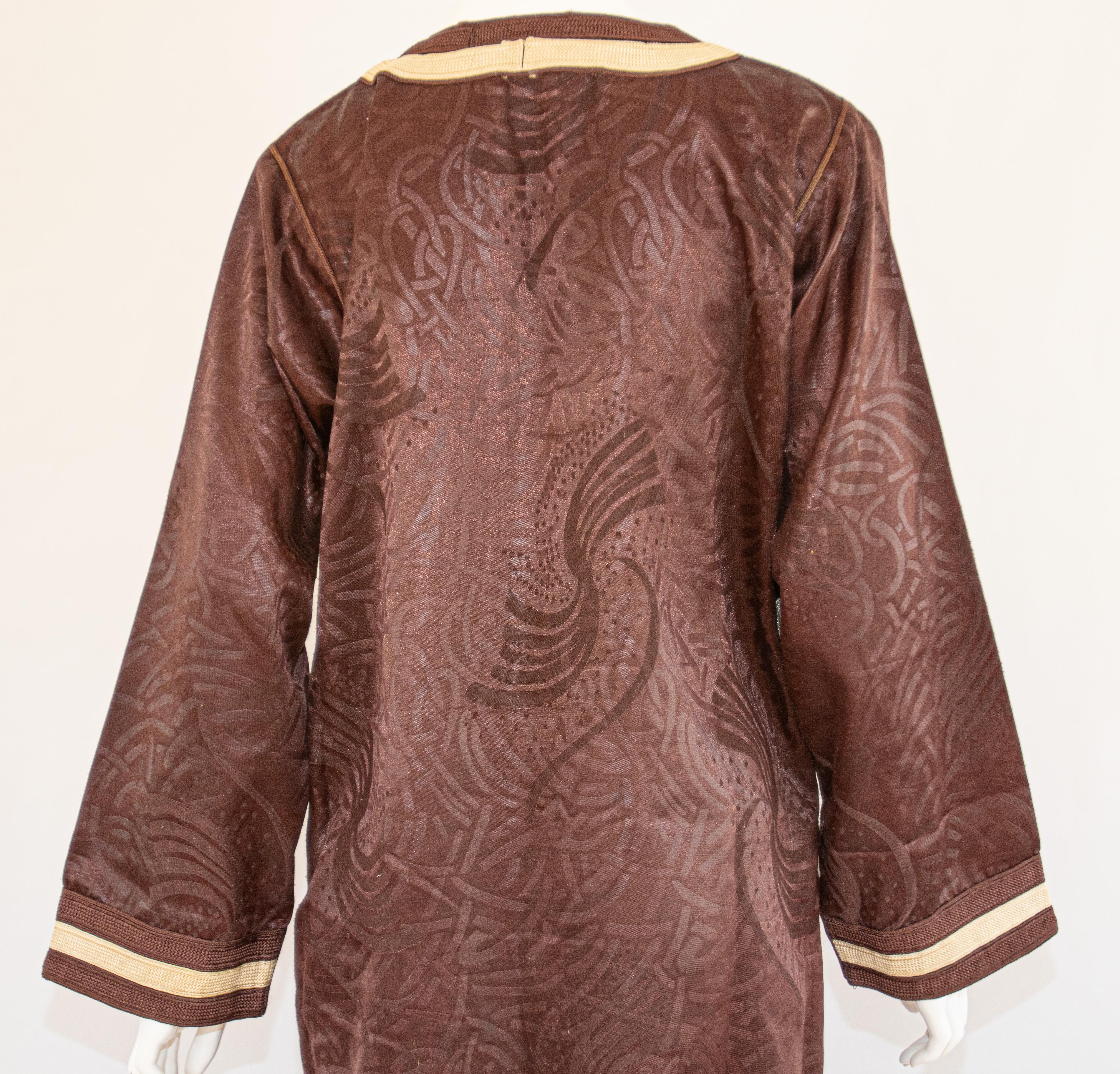 Moroccan Vintage Brown Caftan, 1970 Maxi Dress Kaftan For Sale 12