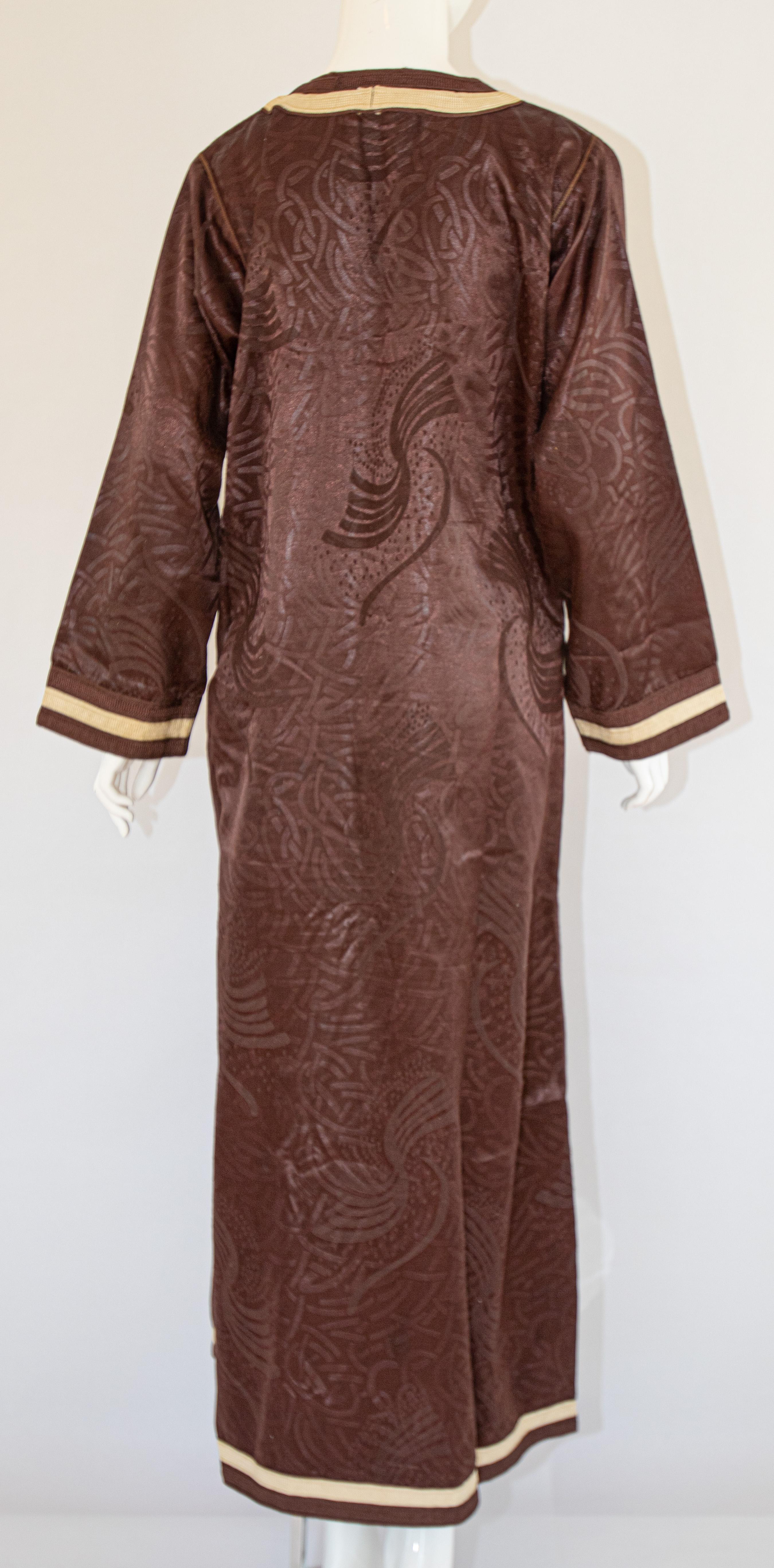 Caftan marocain vintage marron caftan, robe longue caftan, 1970 en vente 12
