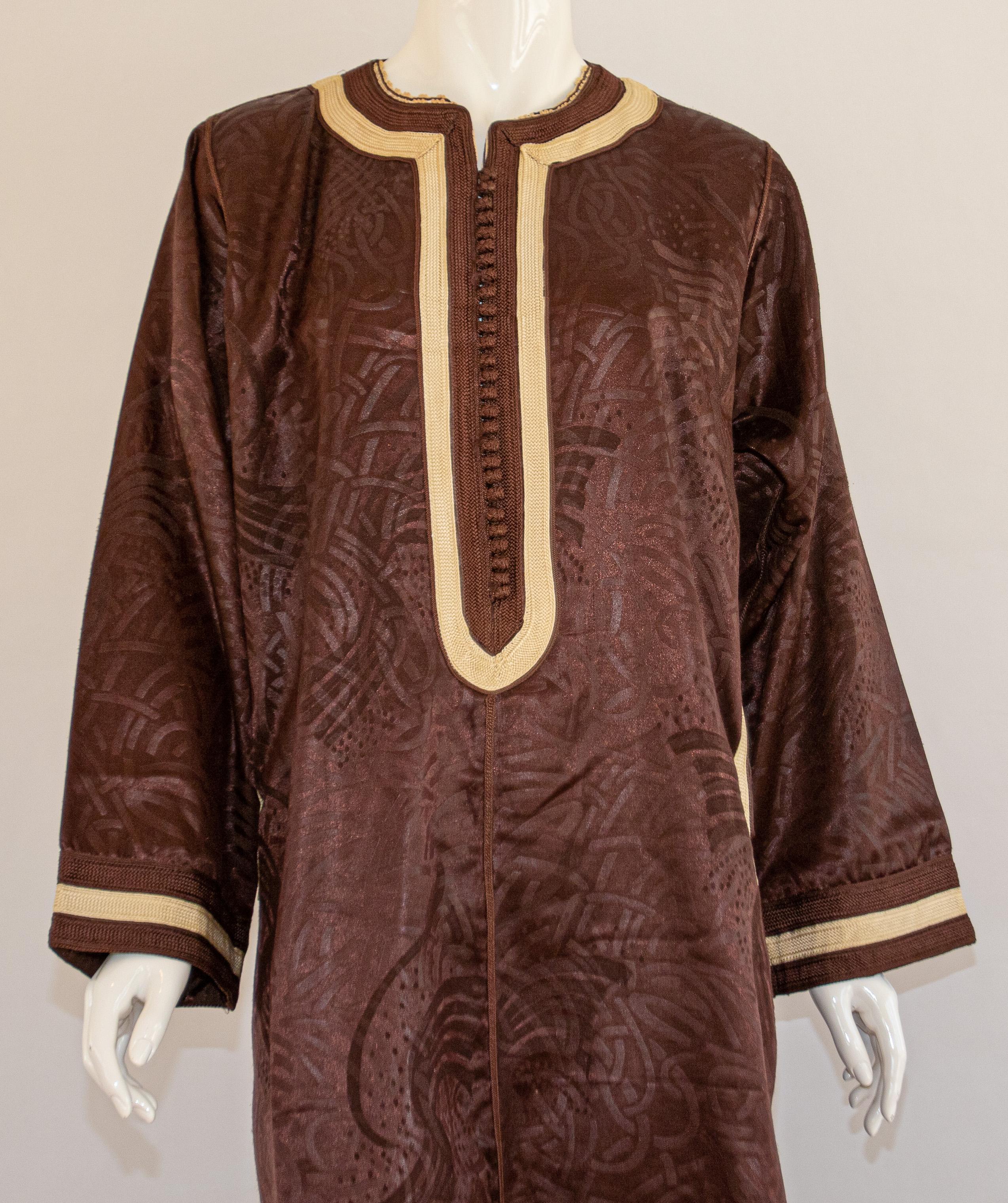 Moroccan Vintage Brown Caftan, 1970 Maxi Dress Kaftan For Sale 14