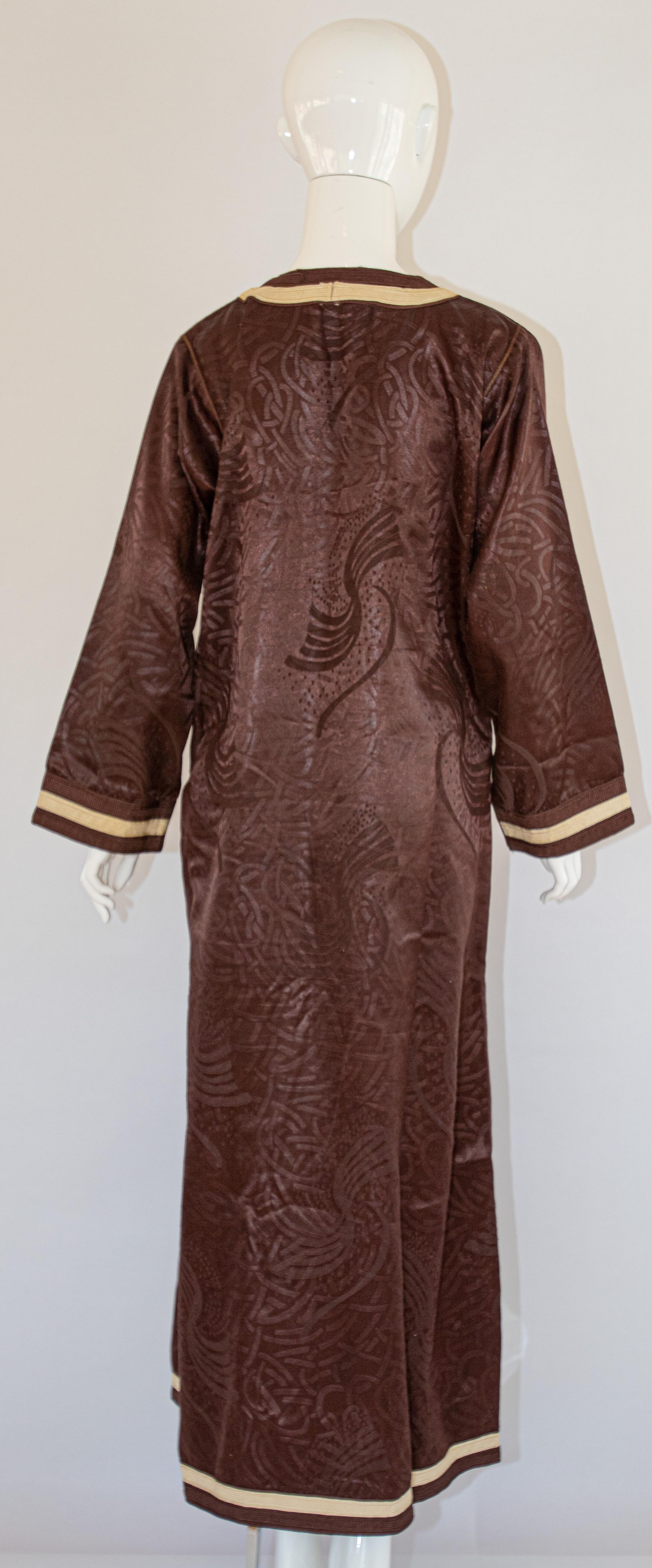 Moroccan Vintage Brown Caftan, 1970 Maxi Dress Kaftan For Sale 15