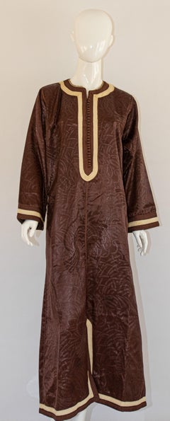 Moroccan Vintage Brown Caftan, 1970 Maxi Dress Kaftan