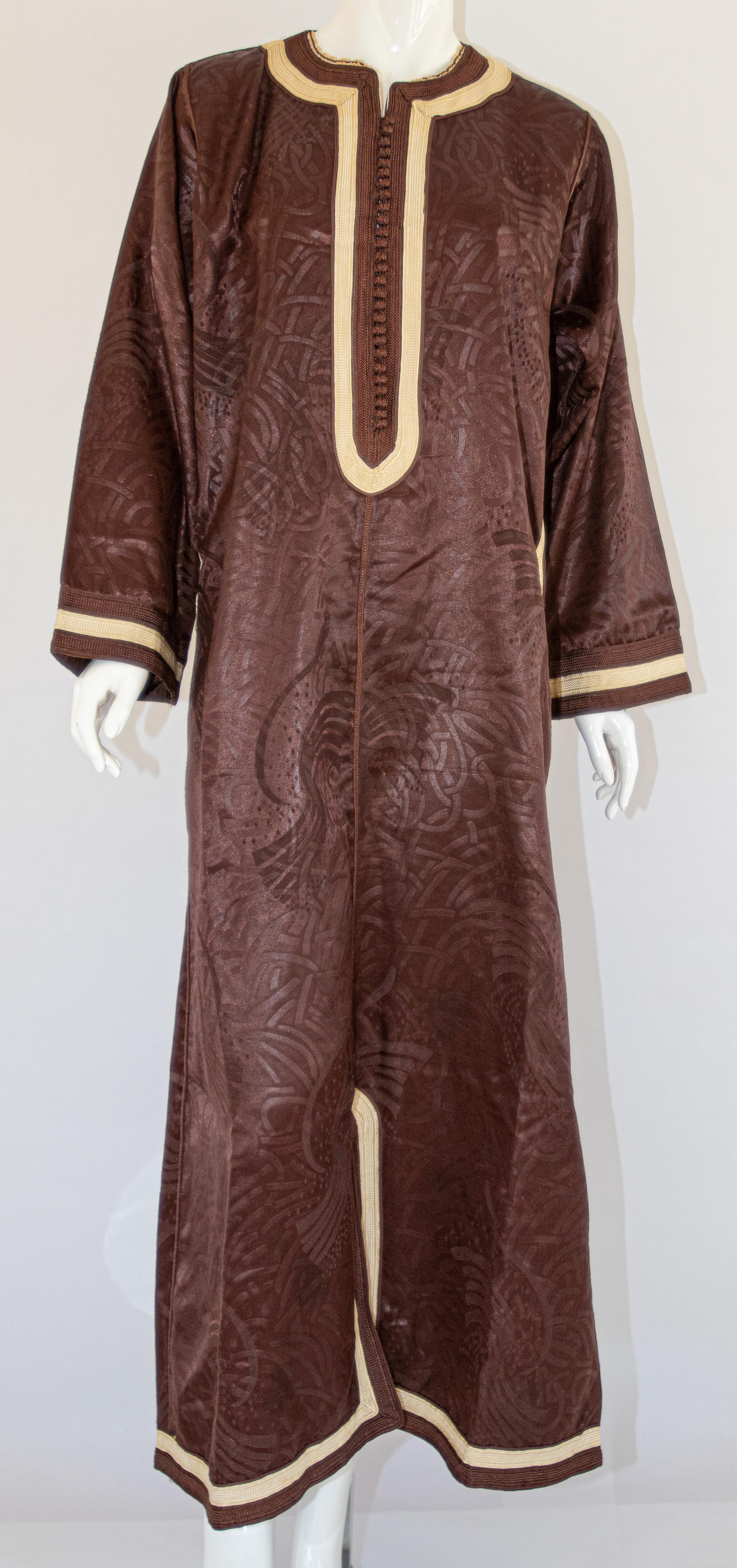 Moroccan Vintage Brown Caftan, 1970 Maxi Dress Kaftan For Sale 16