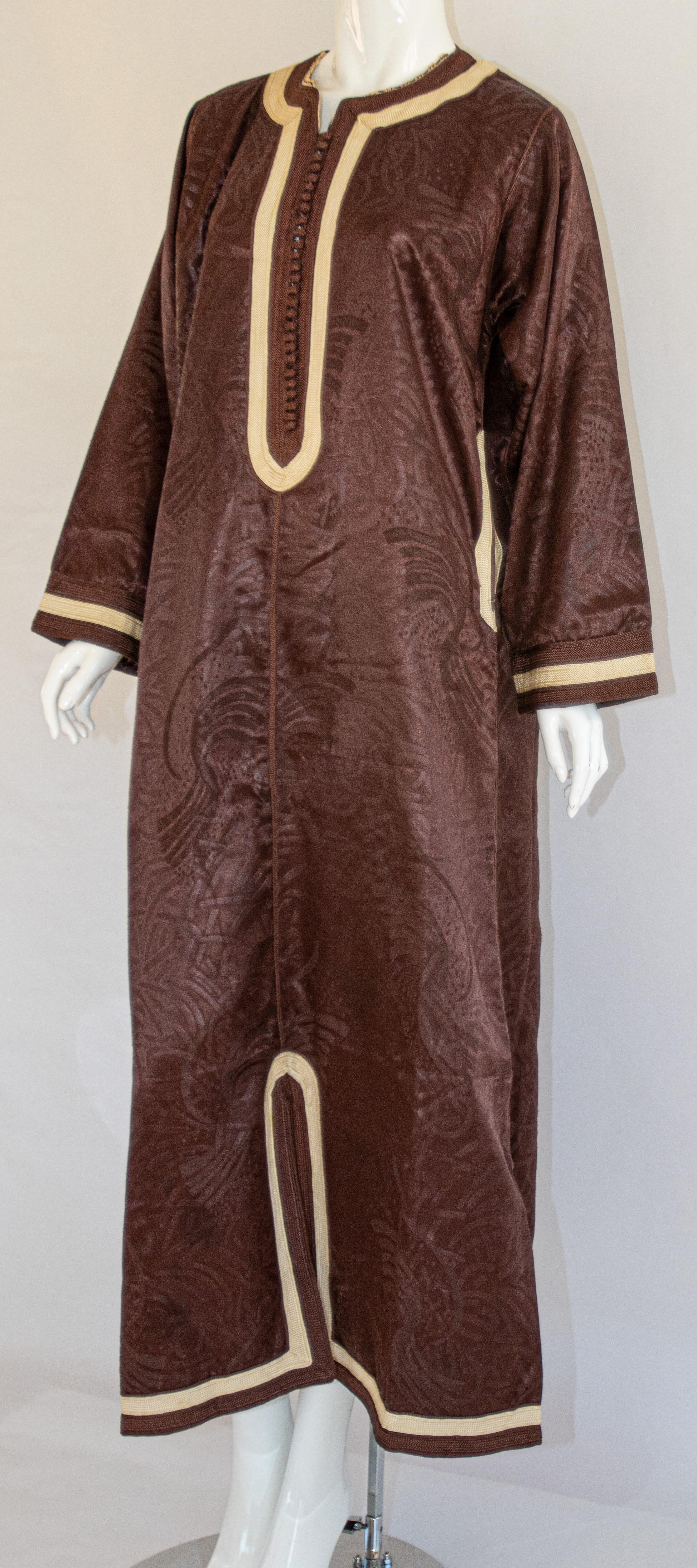 Moroccan Vintage Brown Caftan, 1970 Maxi Dress Kaftan For Sale 1