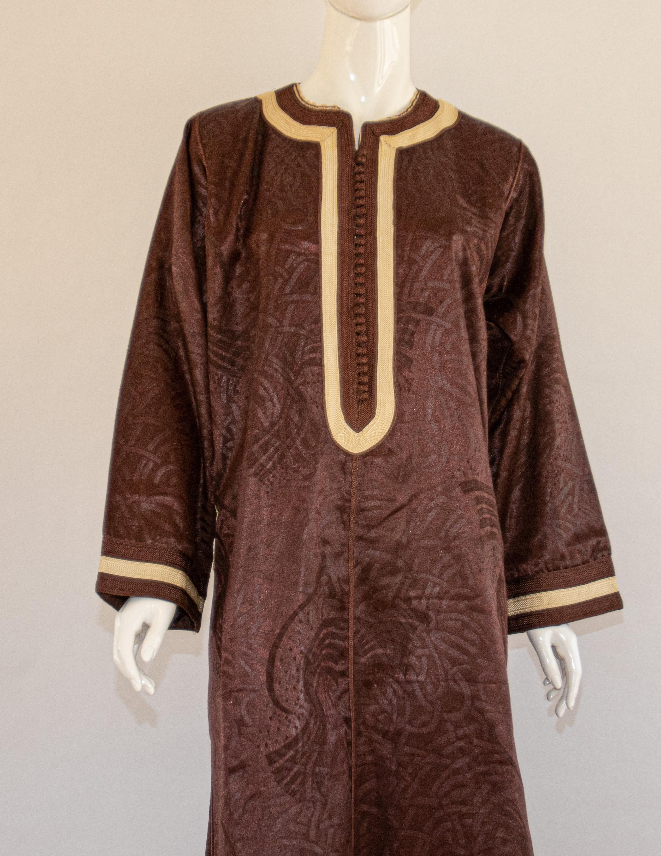 Moroccan Vintage Brown Caftan, 1970 Maxi Dress Kaftan For Sale 3