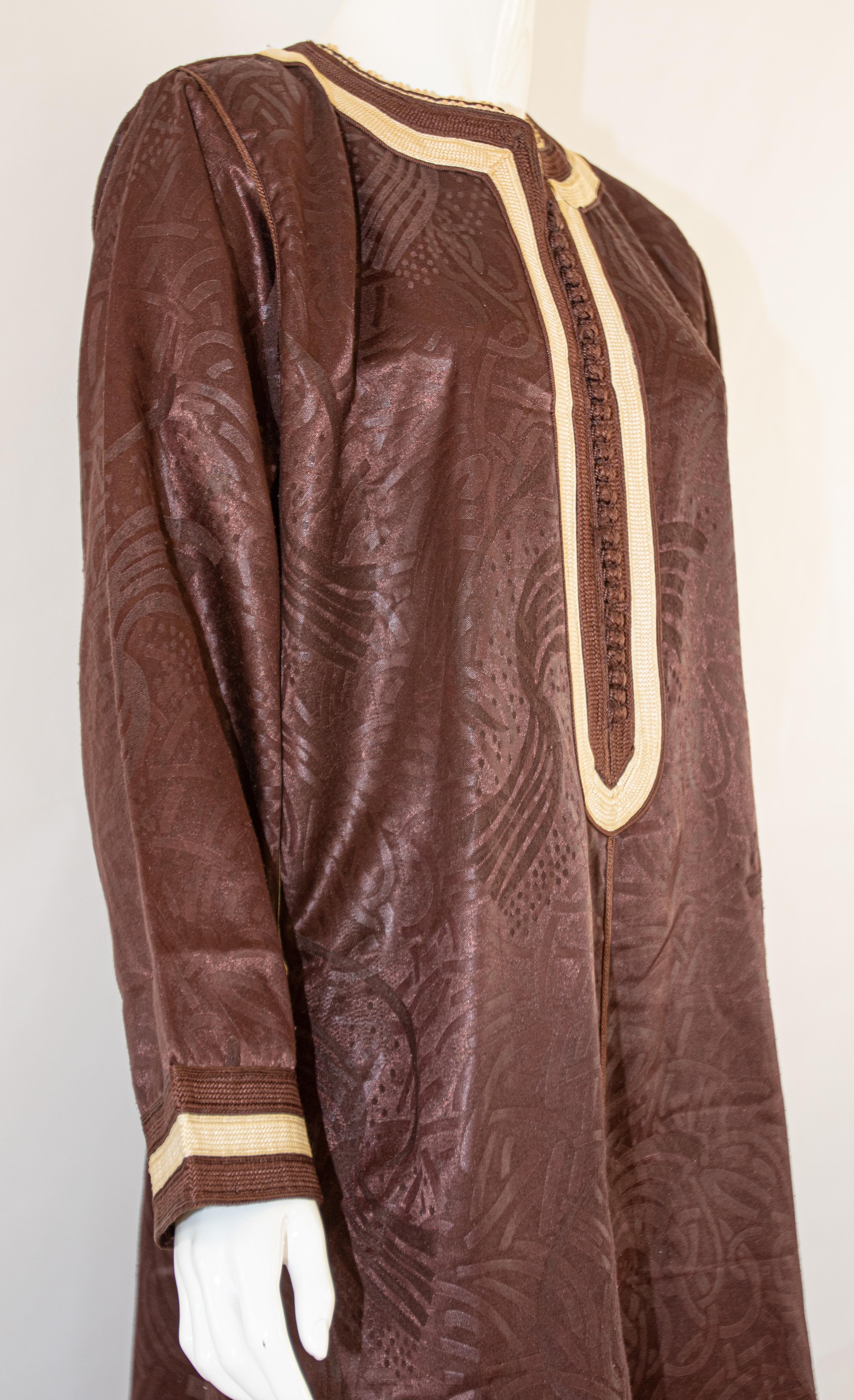 Caftan marocain vintage marron caftan, robe longue caftan, 1970 en vente 4