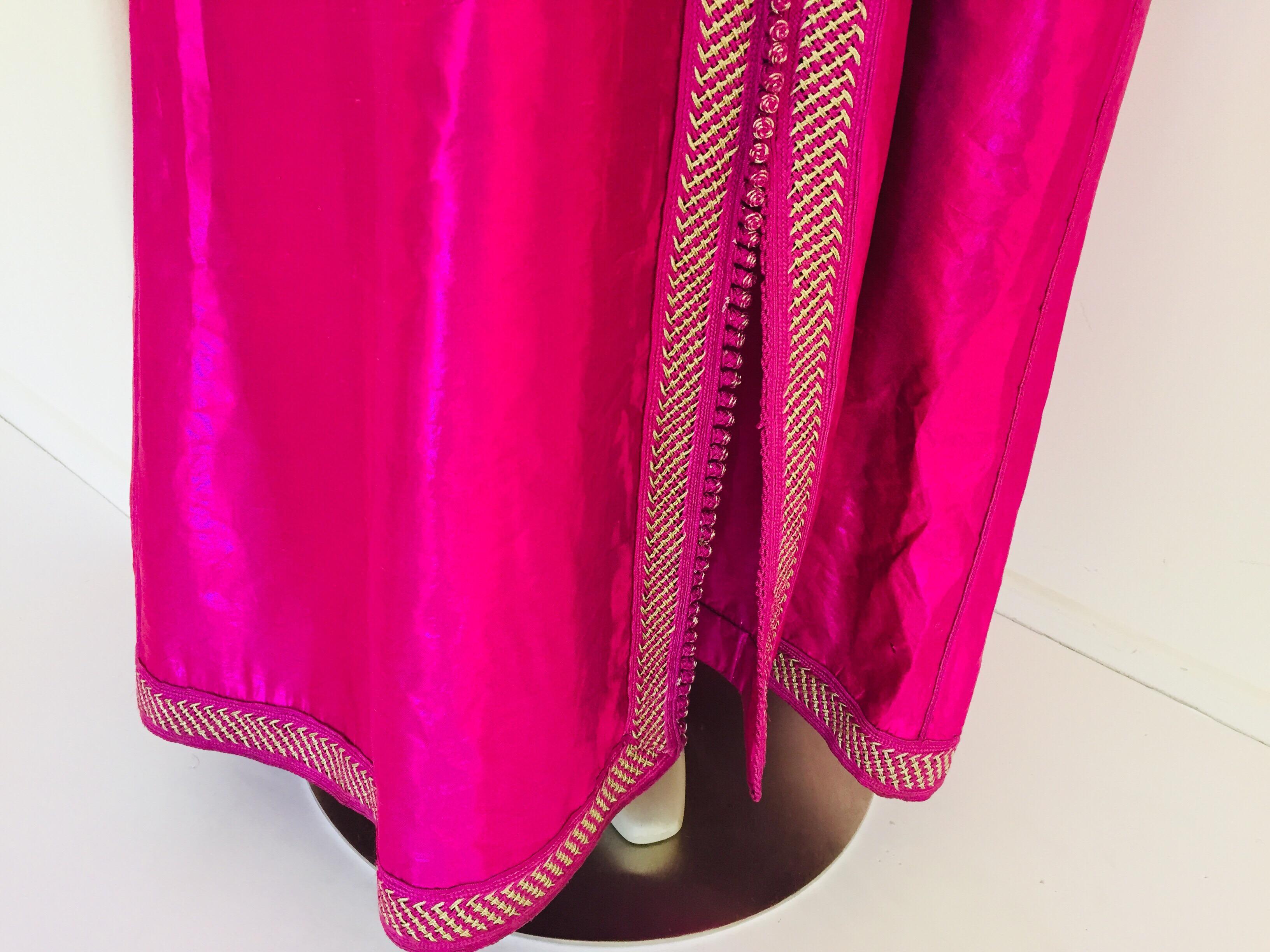Moroccan Vintage Caftan 1970s Kaftan Maxi Dress Hot Pink Fuchsia 2