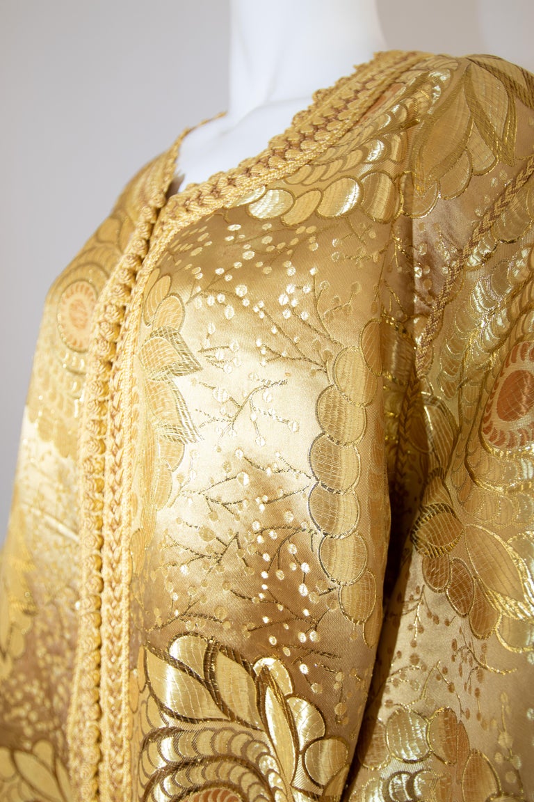 Moroccan Vintage Caftan Gown in Gold Brocade Maxi Dress Kaftan Size L to XL Moroccan Vintage Caftan Gown in Gold Brocade Maxi Dress Kaftan Size L to XL