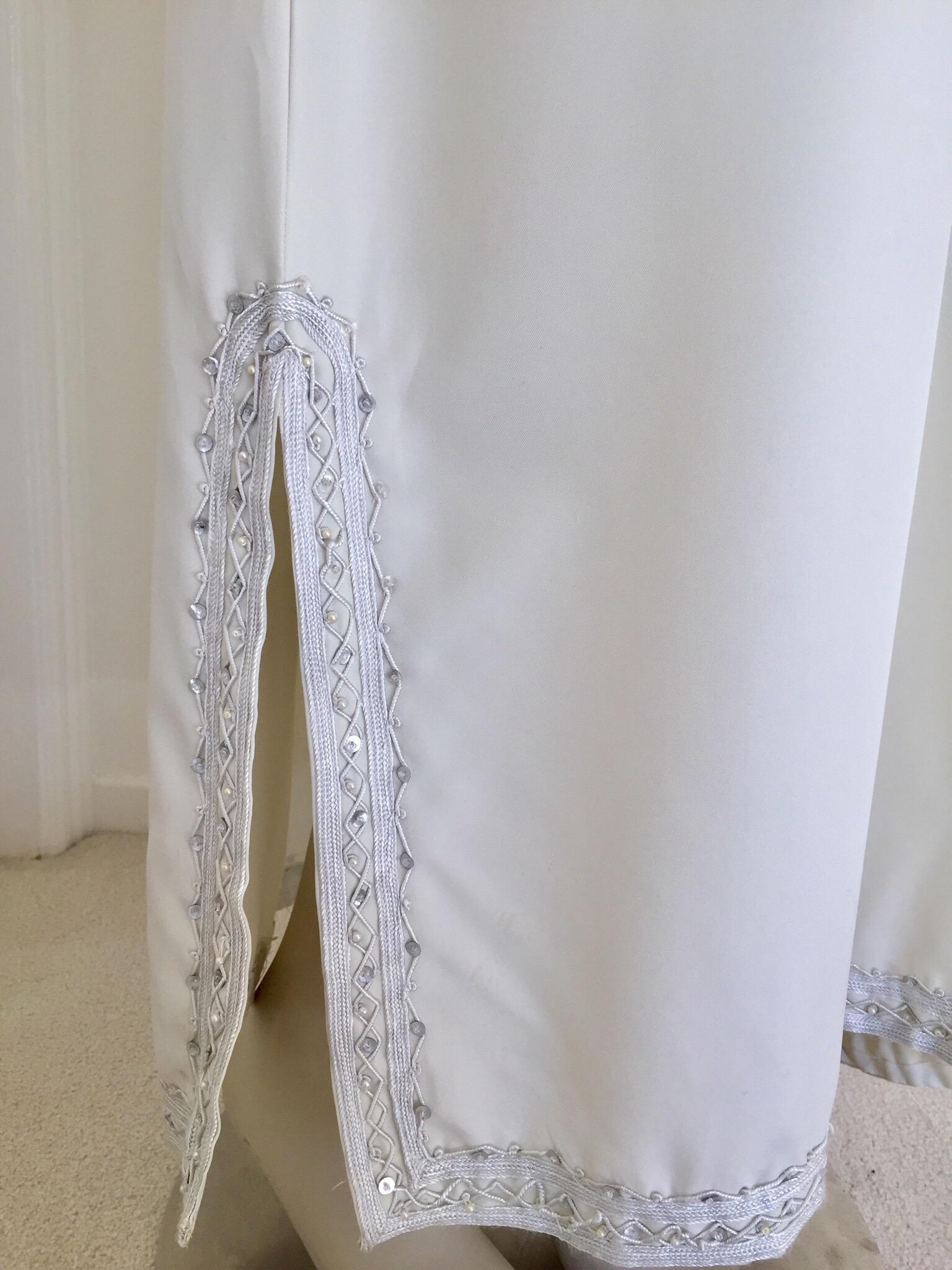 Moroccan Vintage Caftan White 1970s Kaftan Maxi Dress 5