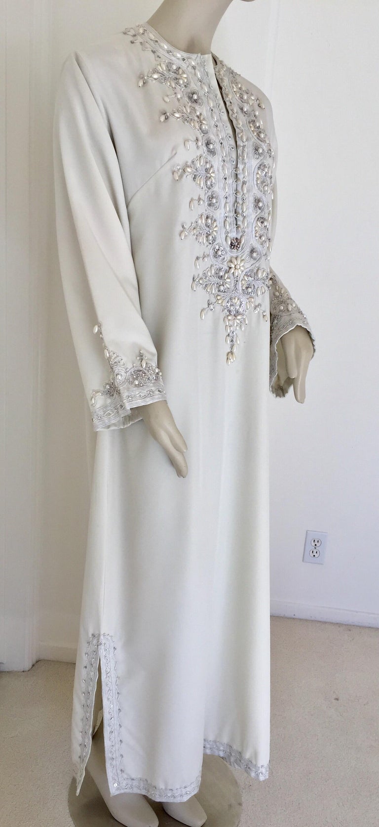 white and silver kaftan