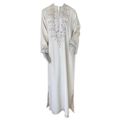 Moroccan Vintage Caftan White 1970s Kaftan Maxi Dress