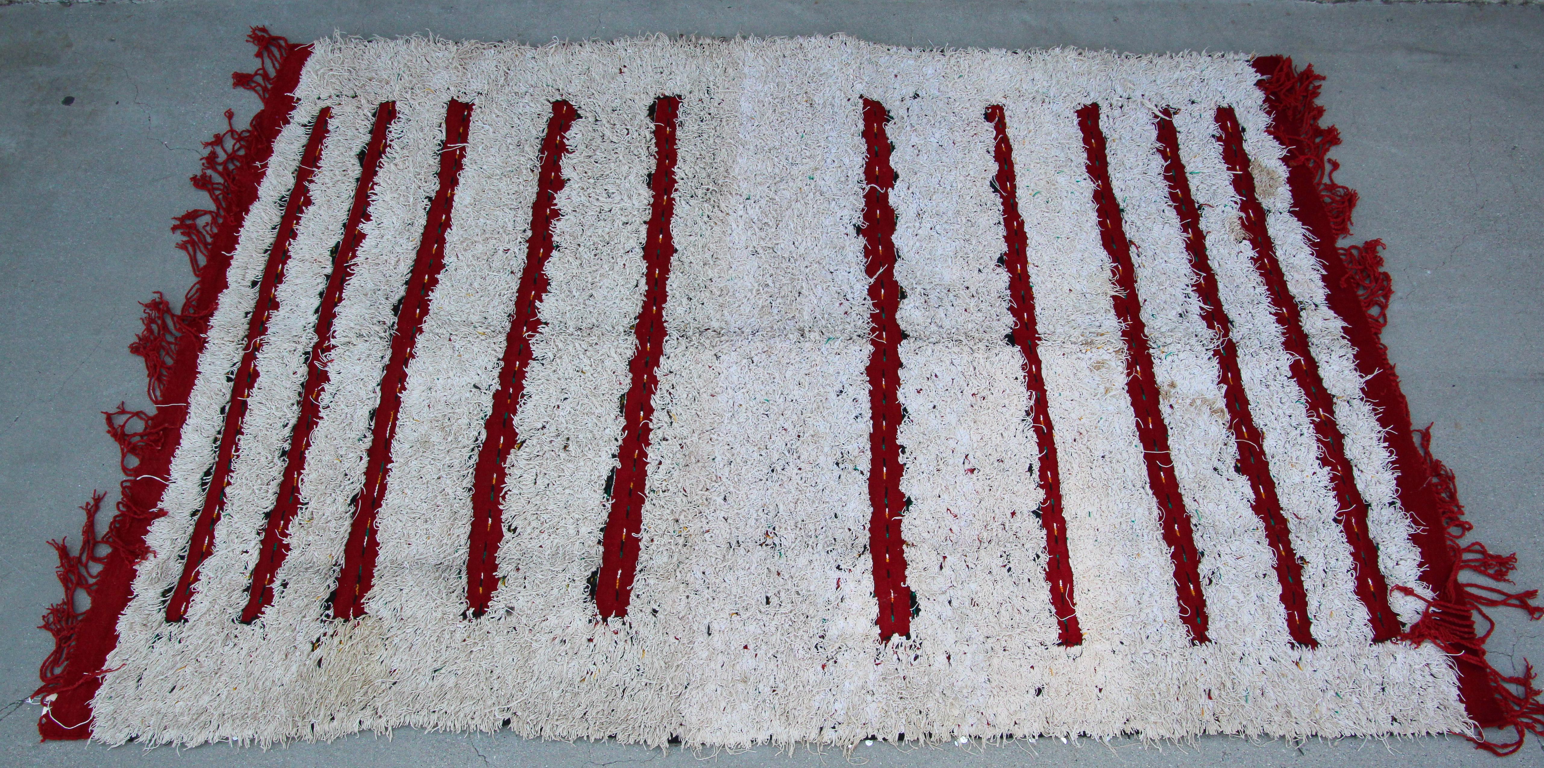 1960s Moroccan Vintage Berber Textile with Sequins North Africa, Handira For Sale 13