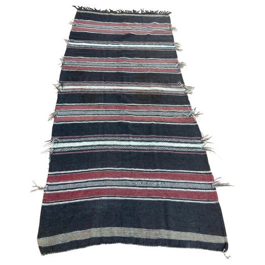 Moroccan Vintage Flat-Weave Brown Rug For Sale at 1stDibs
