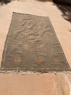 Moroccan Vintage Flat-Weave Brown Rug
