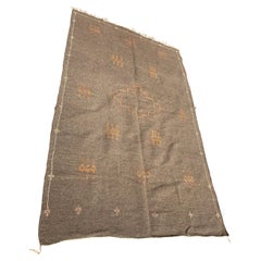 Moroccan Used Flat-Weave Brown Rug