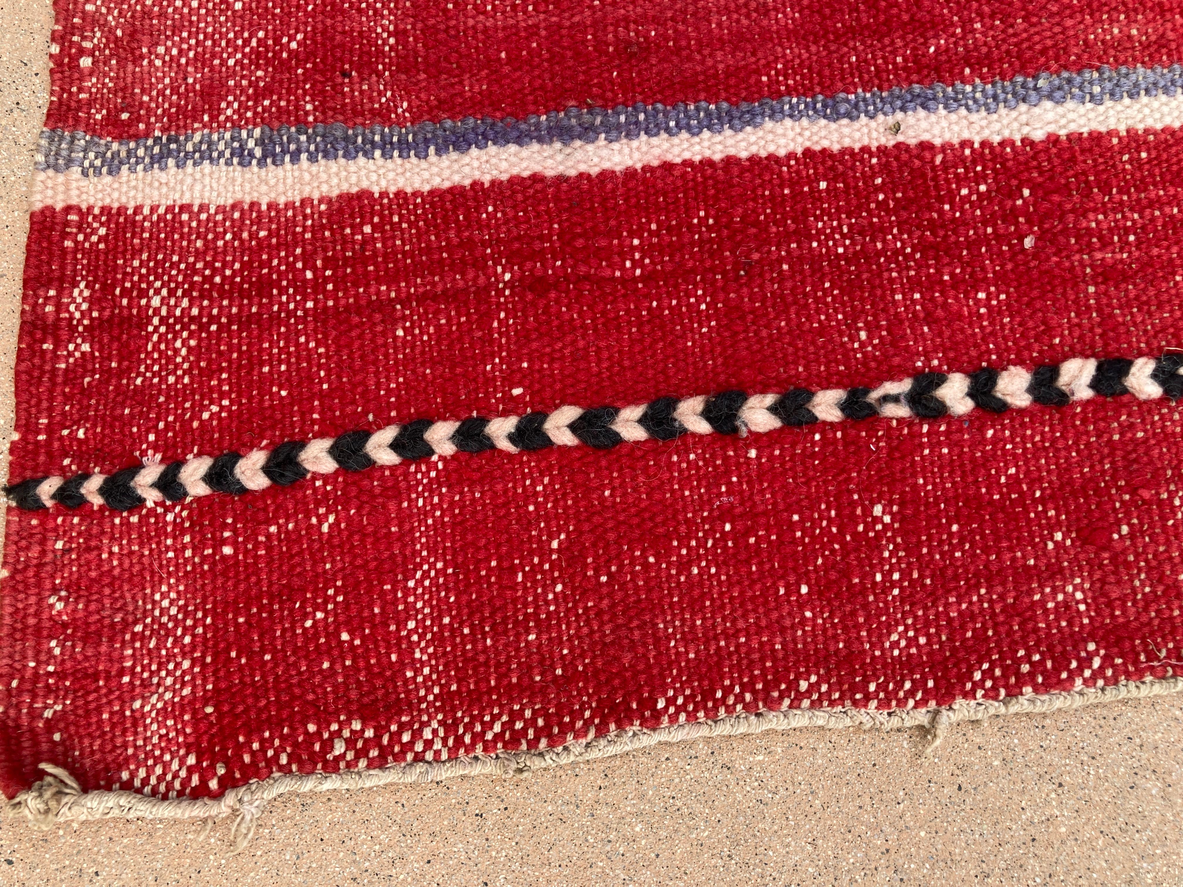 1960s Moroccan Vintage Flat-Weave Ethnic Textile Rug For Sale 1