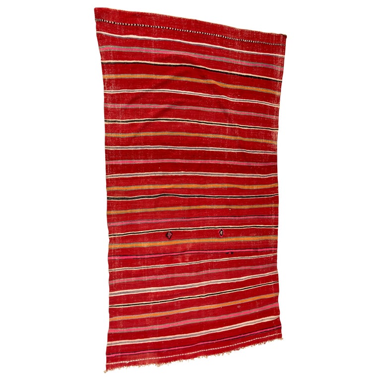 Moroccan Vintage FlatWeave Ethnic Textile Rug For Sale at 1stDibs