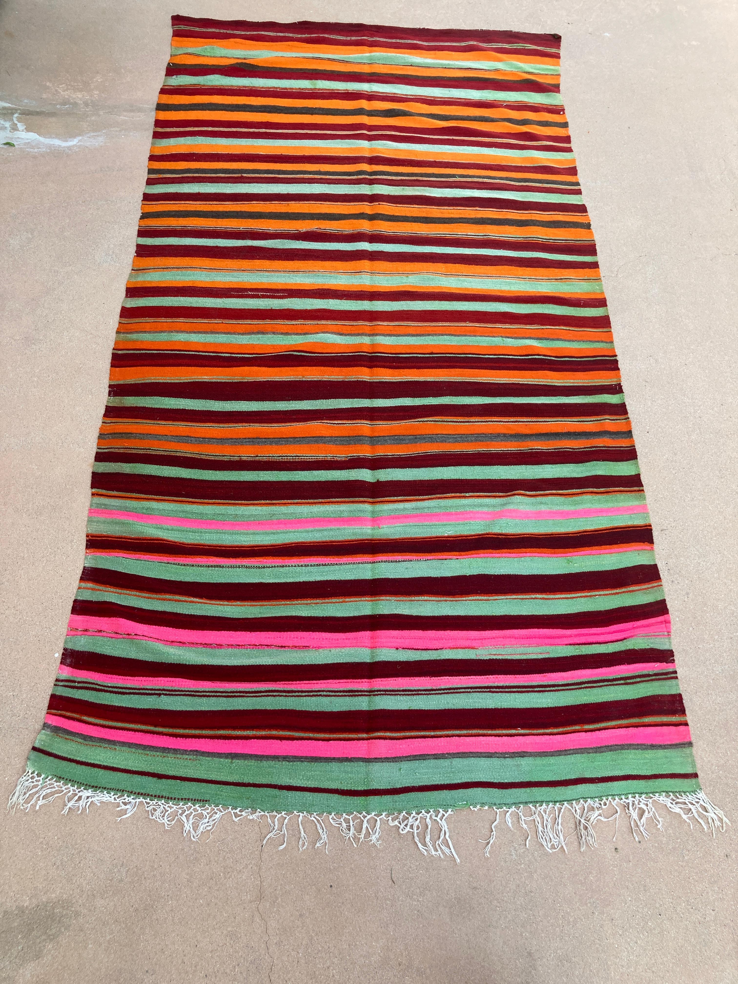 Tribal Moroccan Vintage Flat-Weave Kilim Rug North Africa For Sale