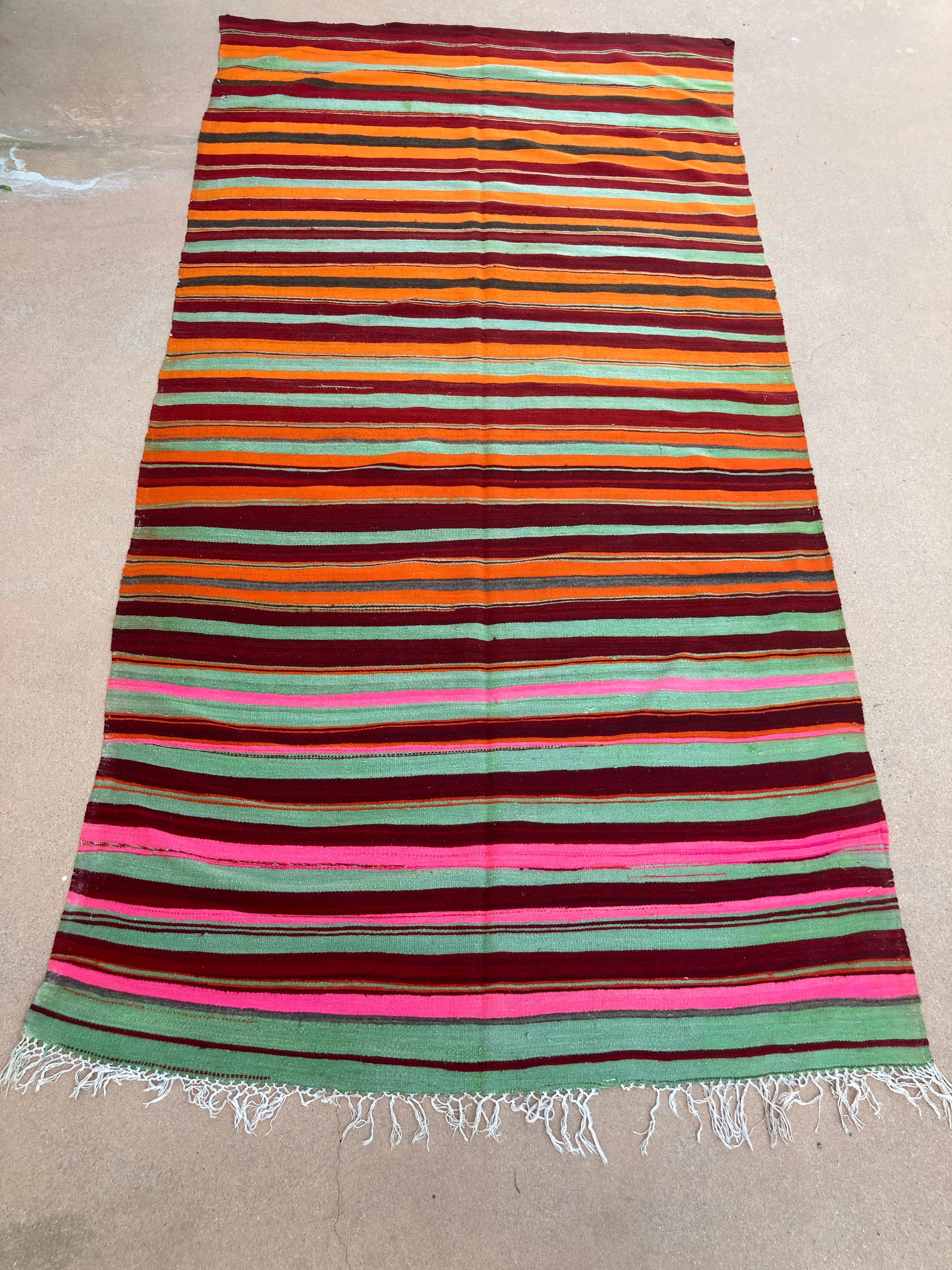Tessuto a mano Rug & Kilim marocchino d'epoca a trama piatta Nord Africa in vendita