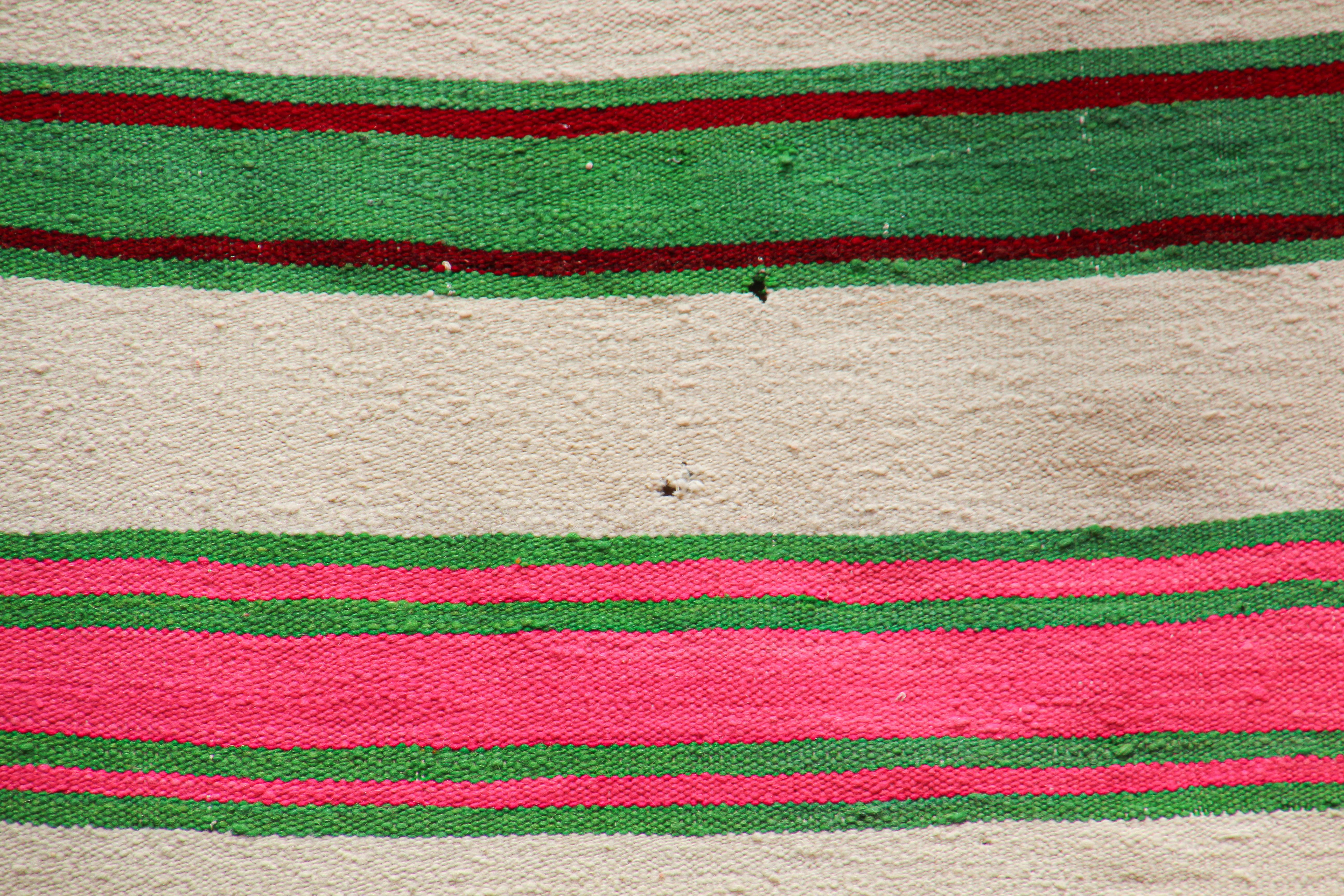 Wool Vintage 1960s Moroccan Flat-Weave Rug, Ethnic Textile Handira For Sale