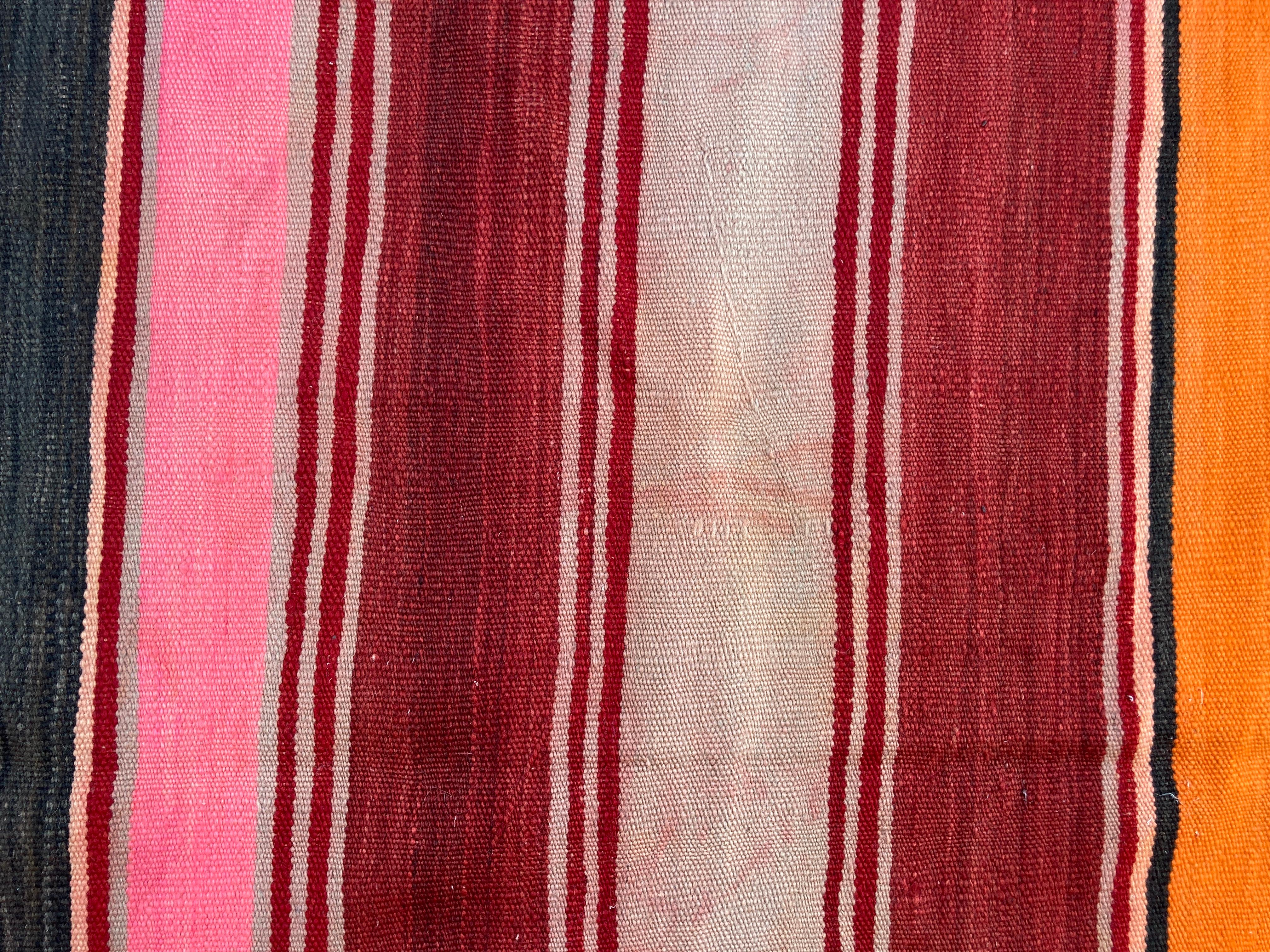 Moroccan Vintage Flat-Weave Stripe Kilim Rug For Sale 3