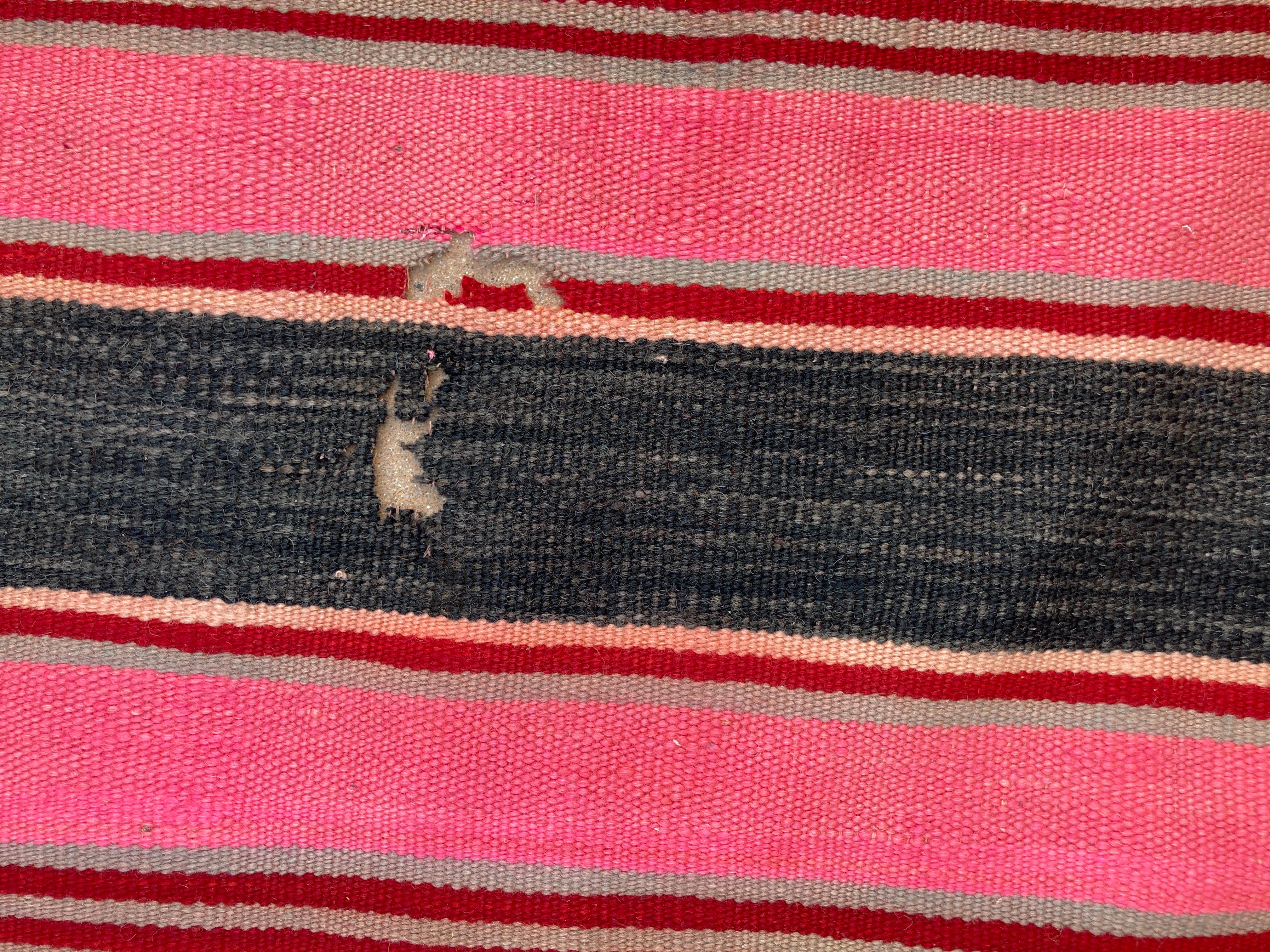 Moroccan Vintage Flat-Weave Stripe Kilim Rug For Sale 5