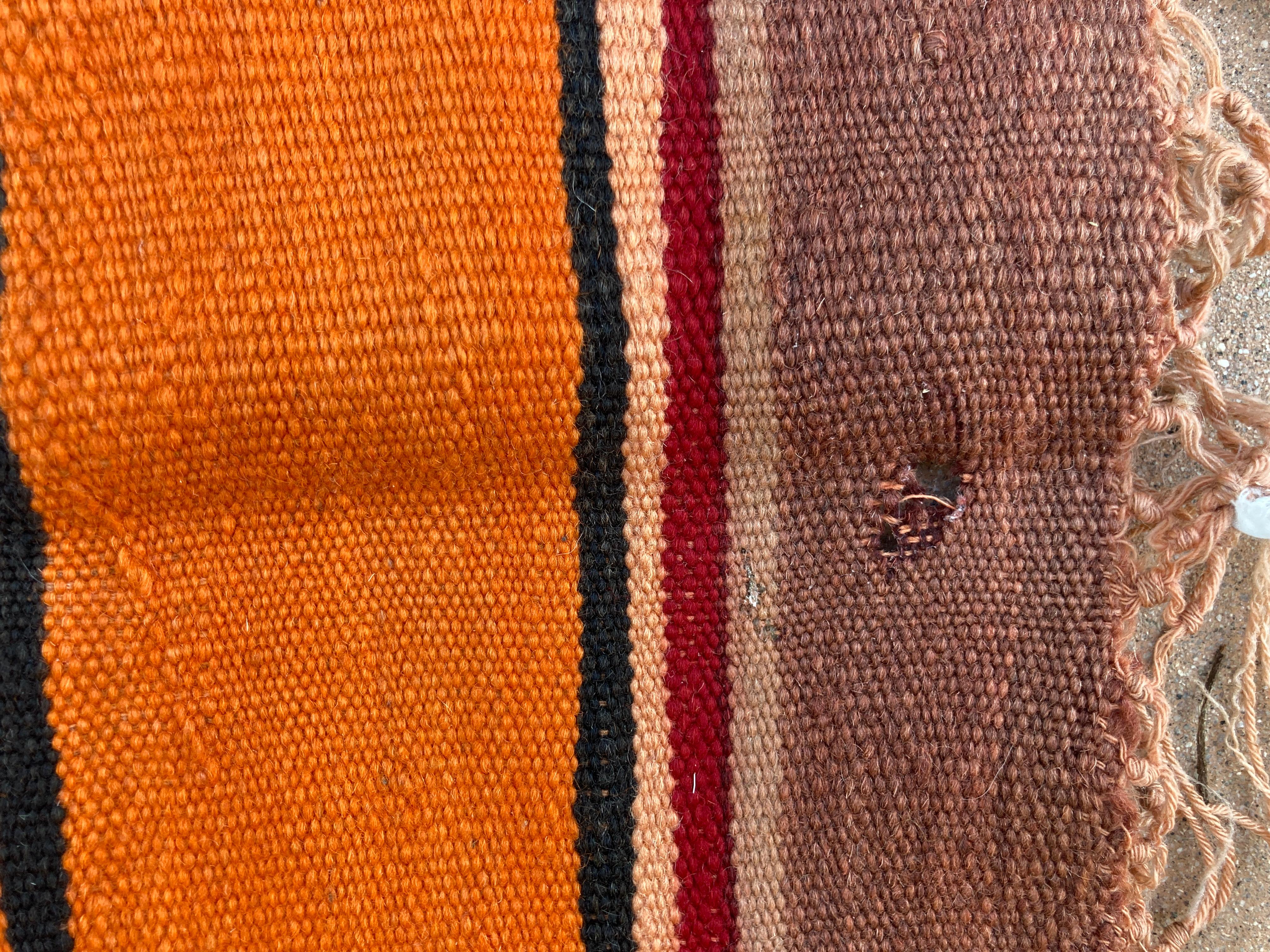 Moroccan Vintage Flat-Weave Stripe Kilim Rug For Sale 2