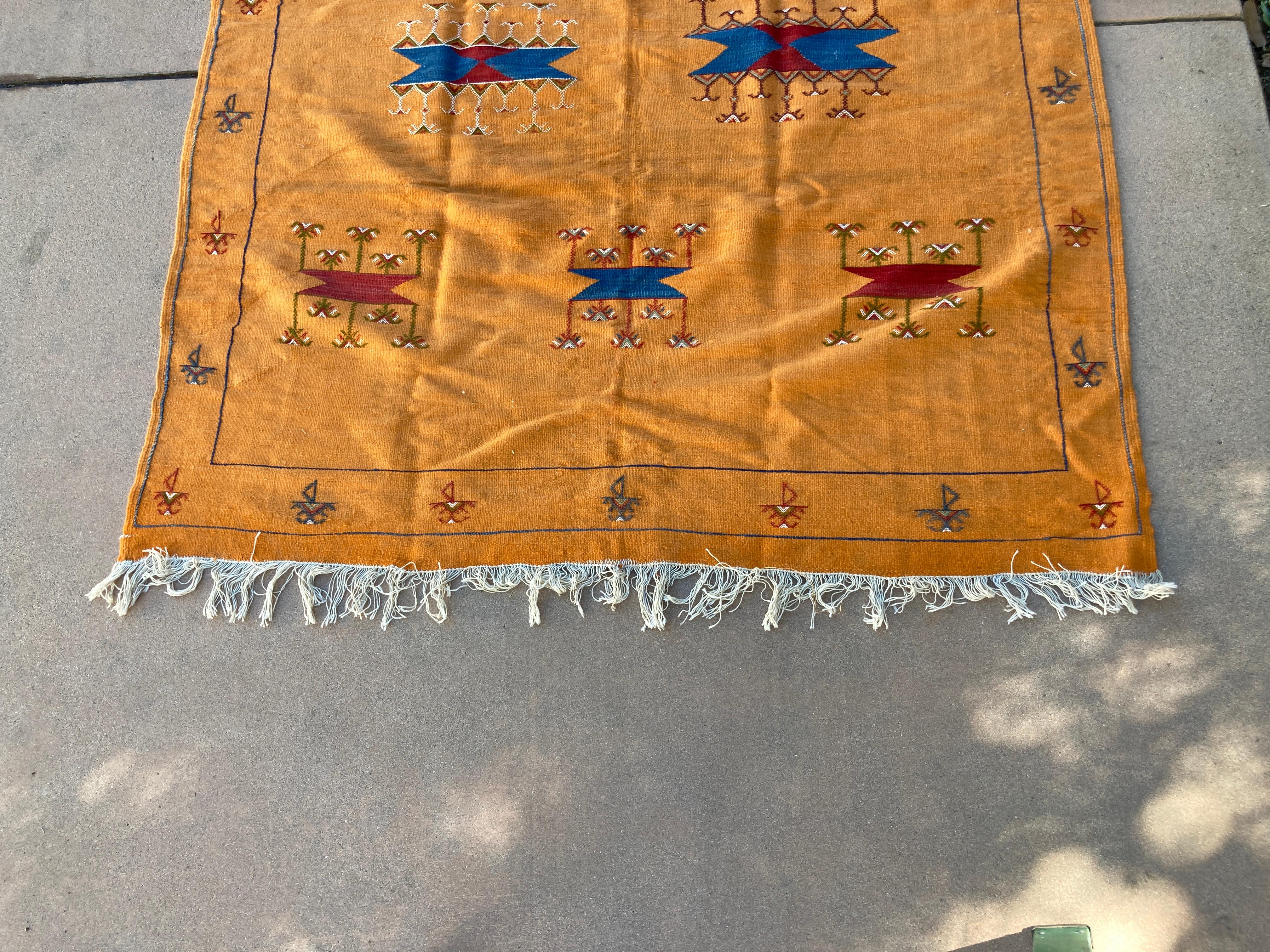 Moroccan Vintage Flat-Weave Sunflower Color Rug 4