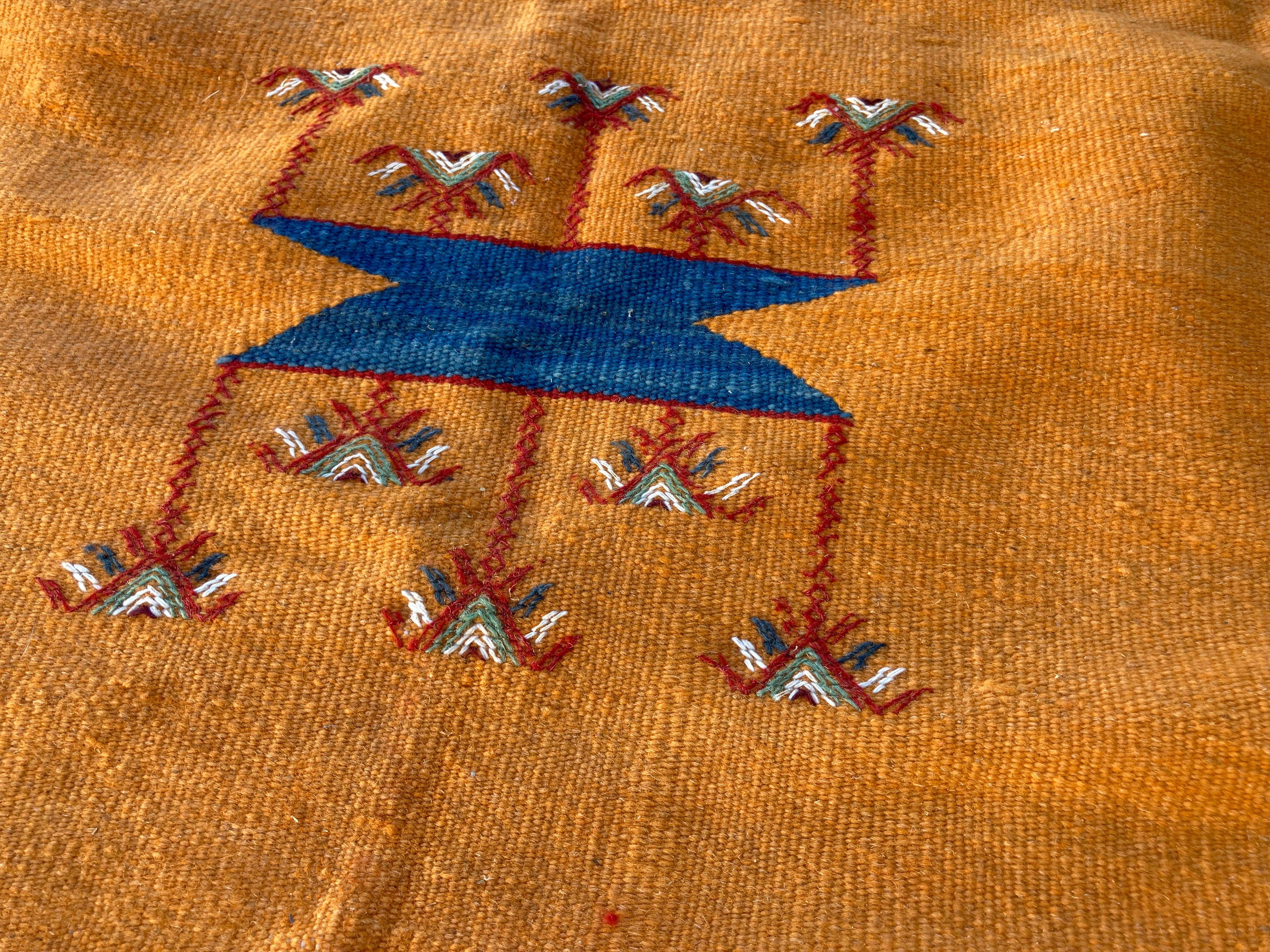 Moroccan Vintage Flat-Weave Sunflower Color Rug 7