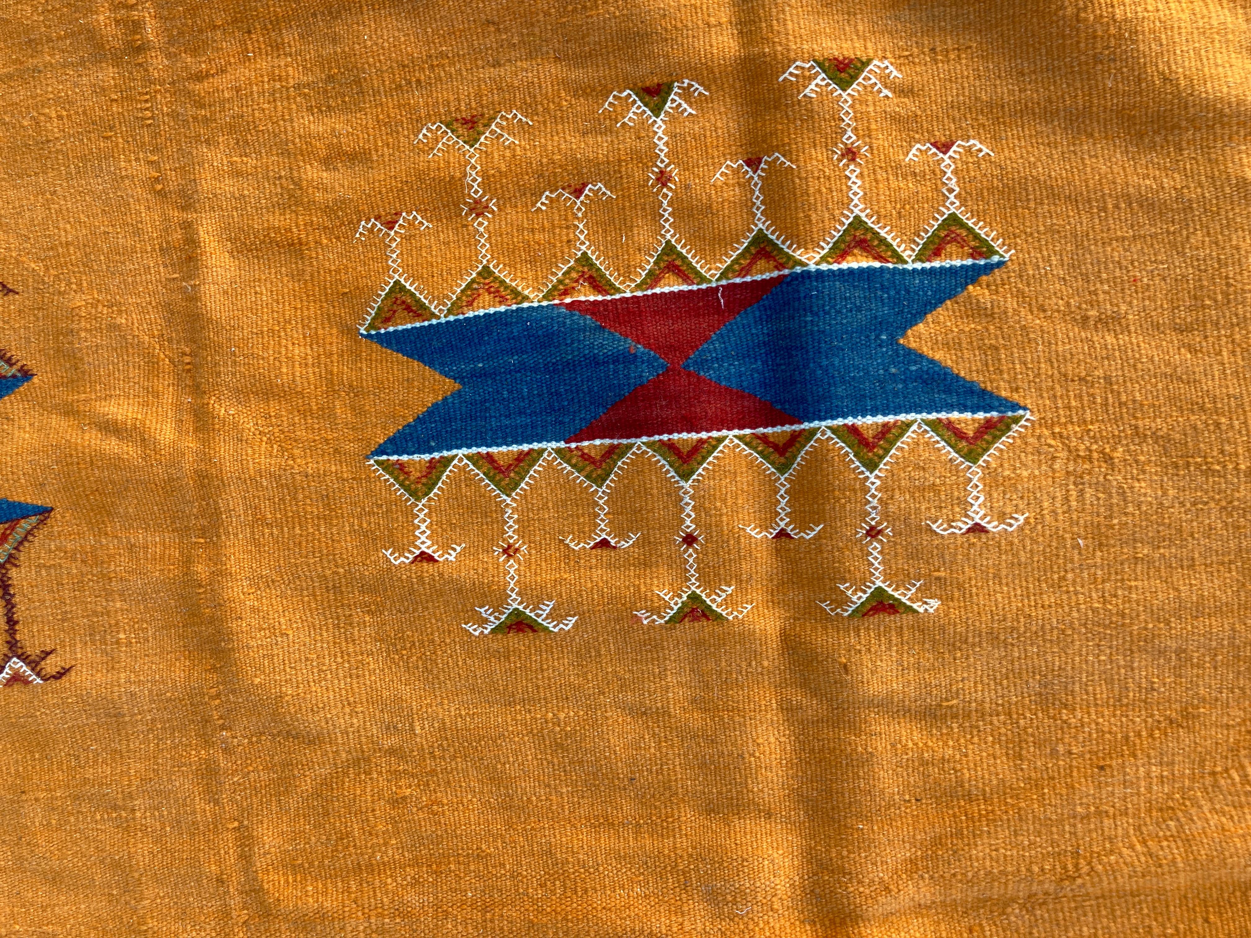 Moroccan Vintage Flat-Weave Sunflower Color Rug 11