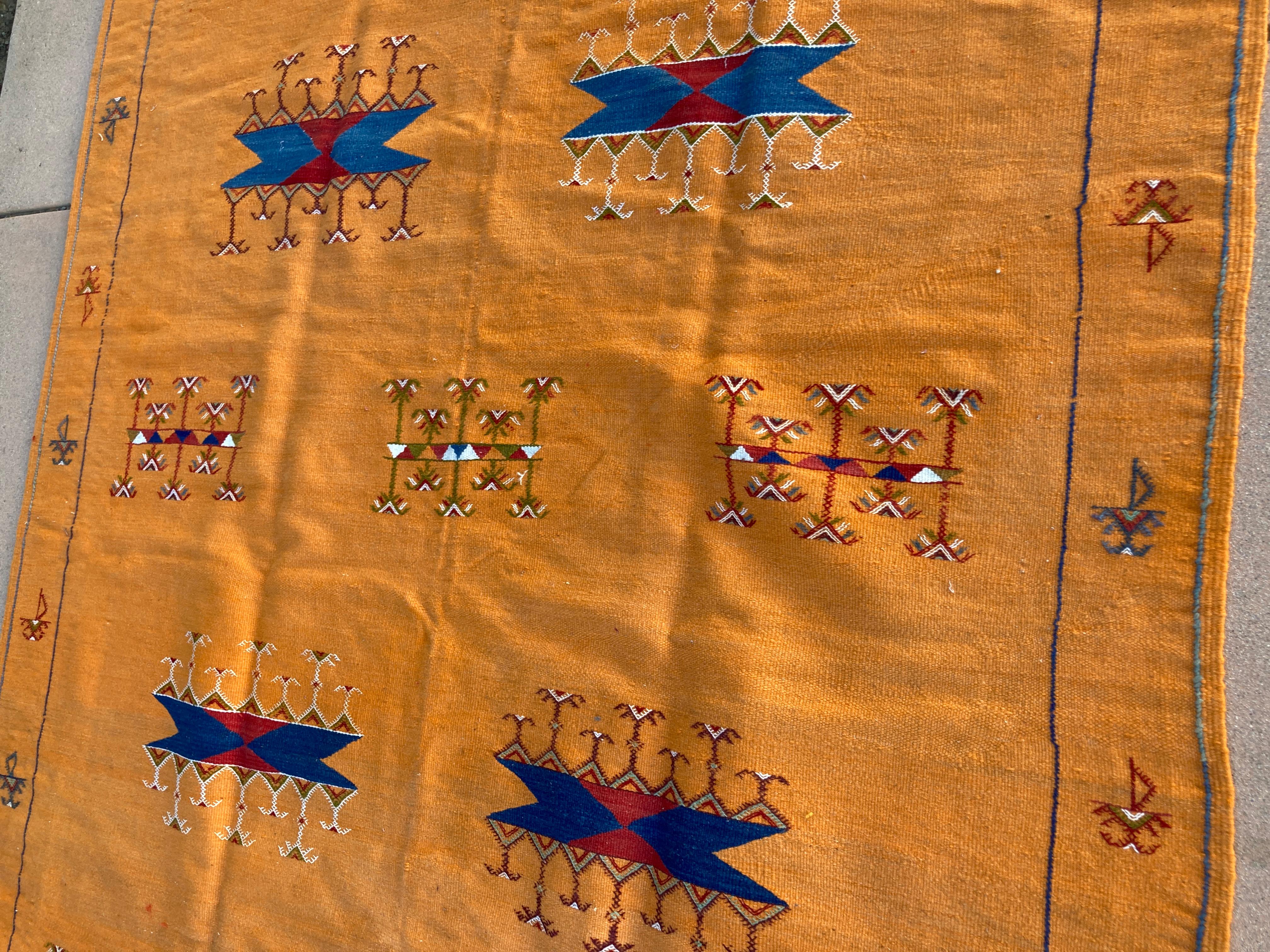 Moroccan Vintage Flat-Weave Sunflower Color Rug 1