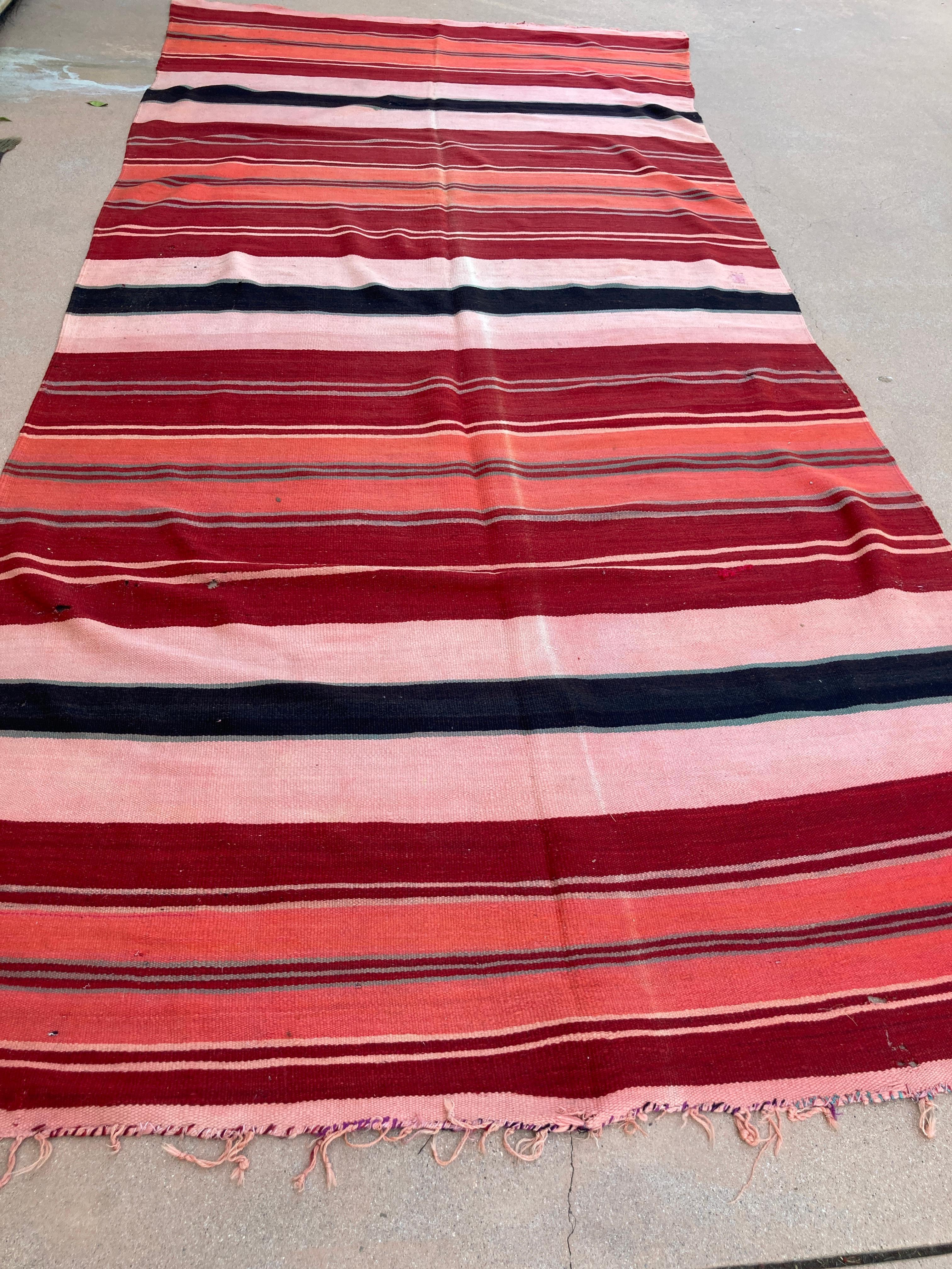 Moroccan Vintage Flat-Weave Tribal Kilim Rug For Sale 11