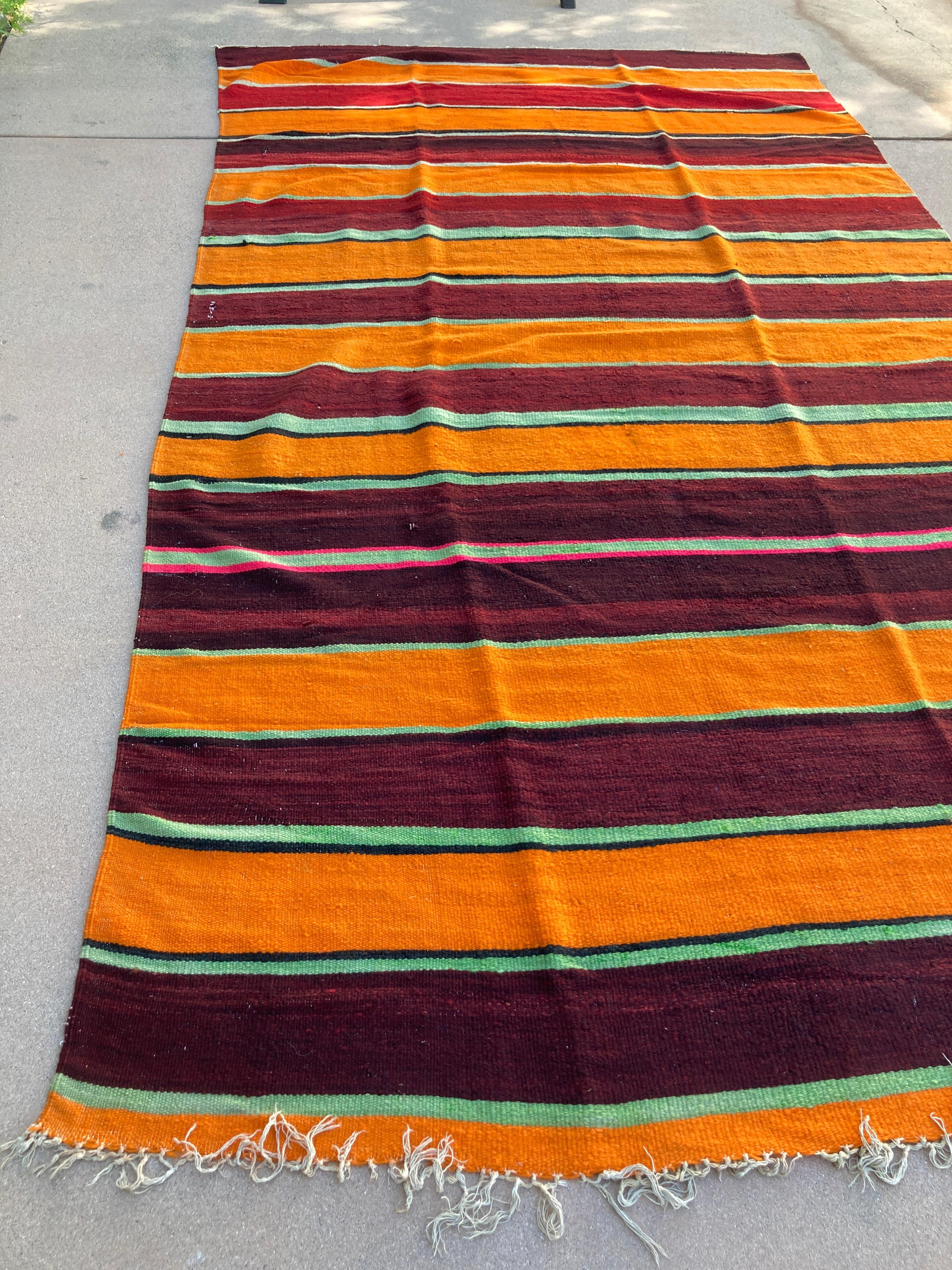 Hand-Woven 1960s Moroccan Vintage Flat-Weave Berber Rug For Sale
