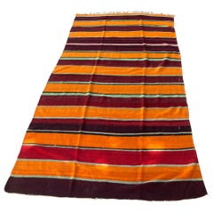 Alfombra bereber marroquí vintage de tejido plano de los años 60