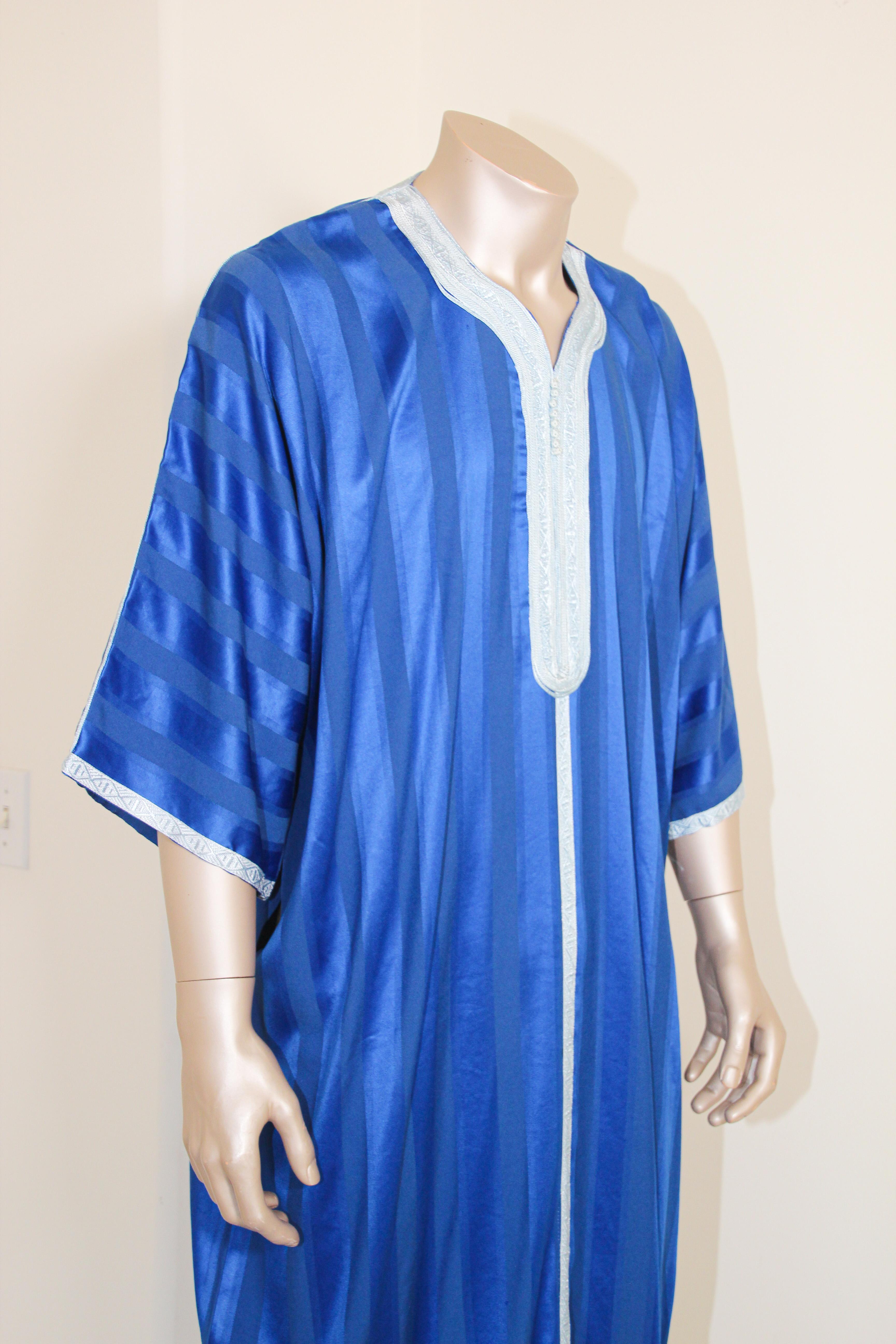 Moroccan Vintage Gentleman Royal Blue Caftan For Sale 3