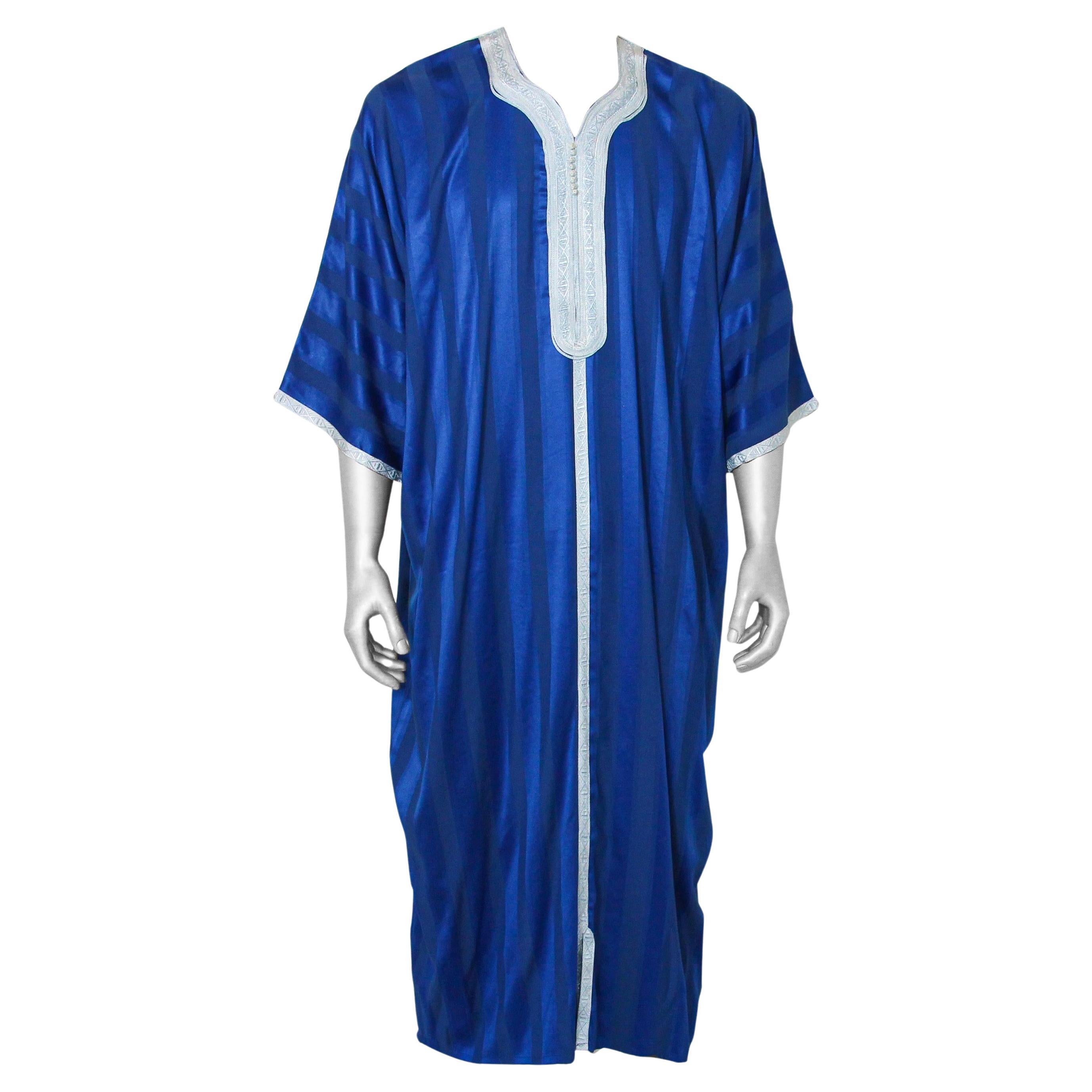 Moroccan Vintage Gentleman Royal Blue Caftan For Sale