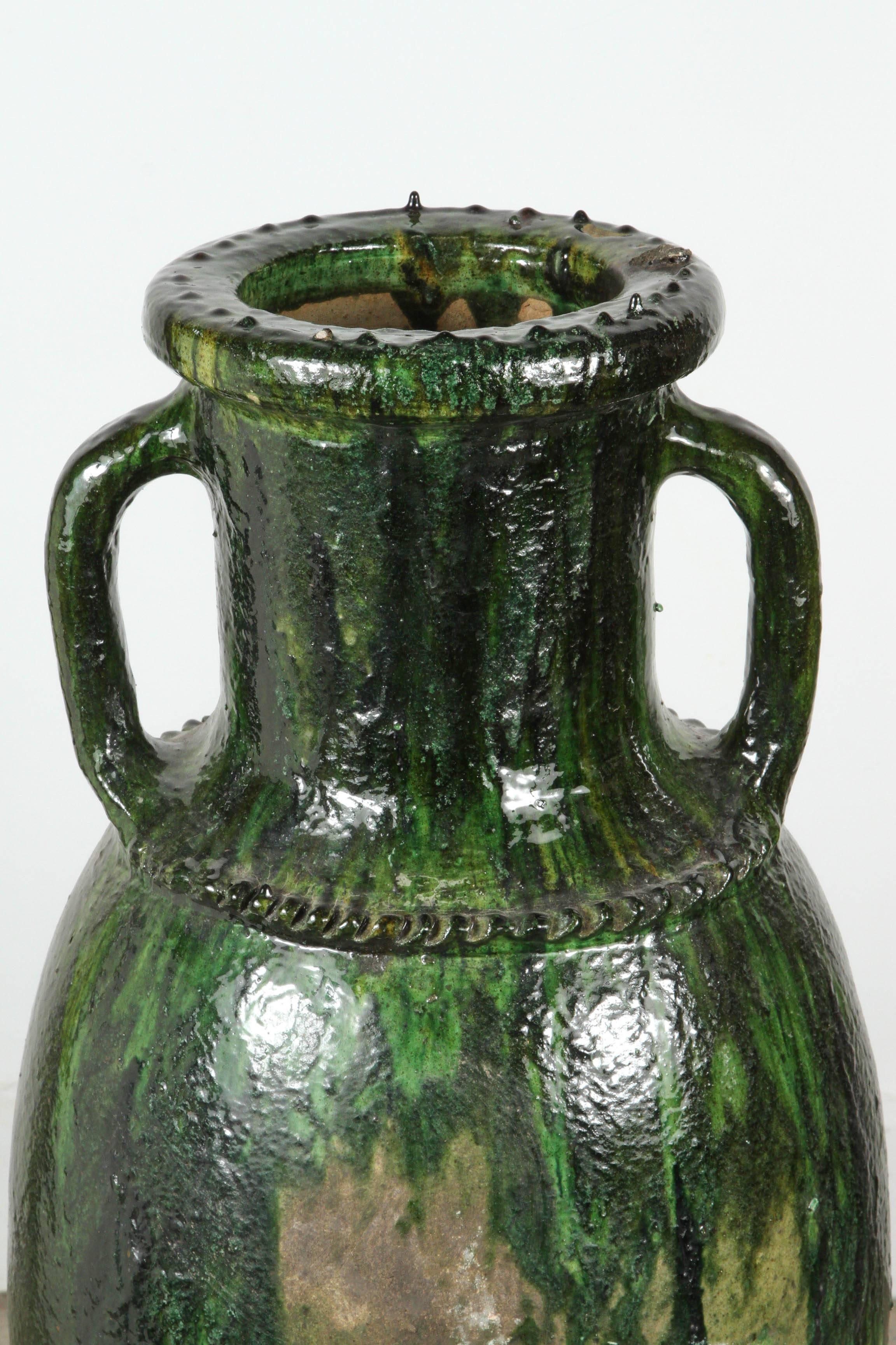 20th Century Moroccan Vintage Green Olive Jar For Sale