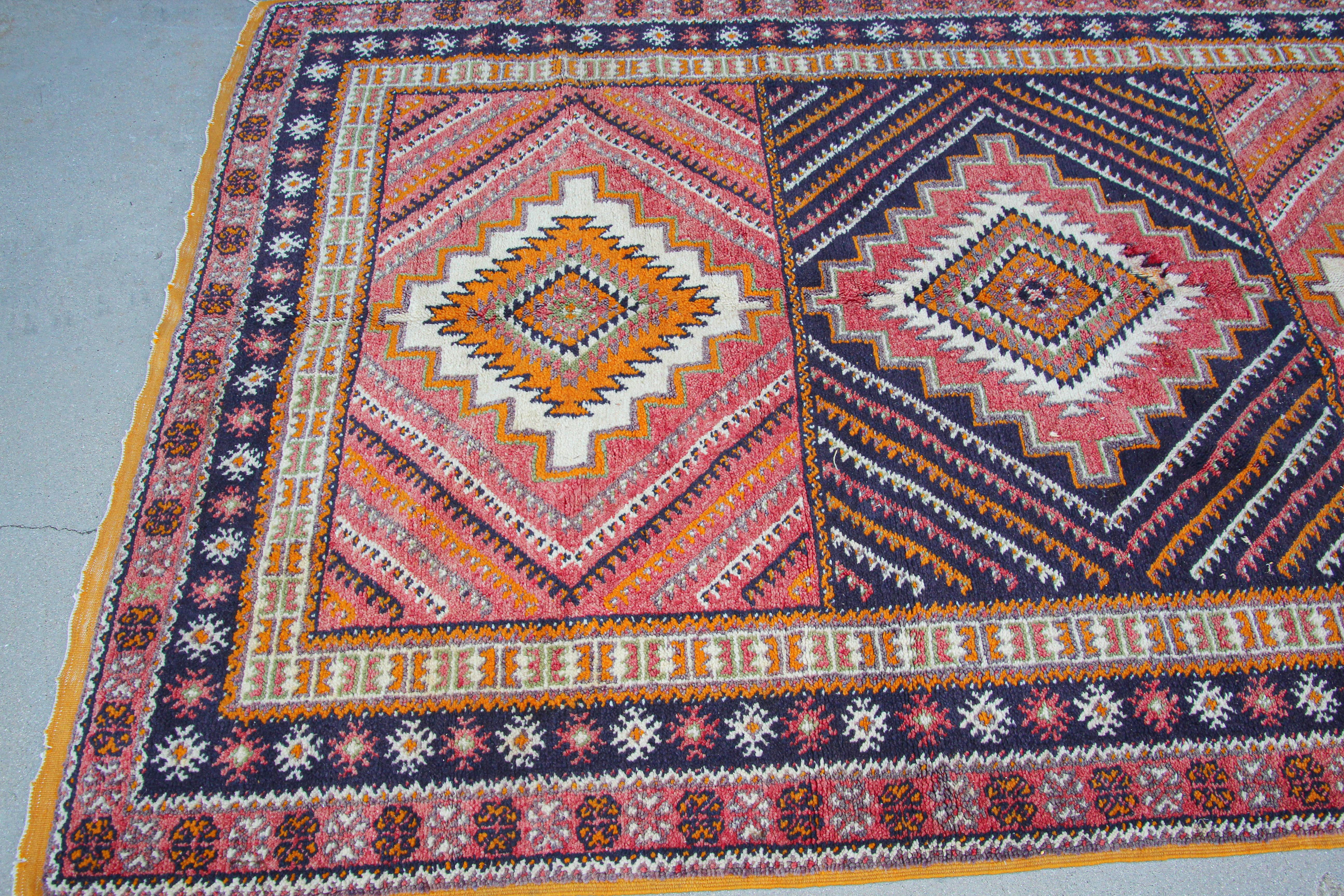 Hand-Knotted 1960s Moroccan Vintage Berber Rug For Sale